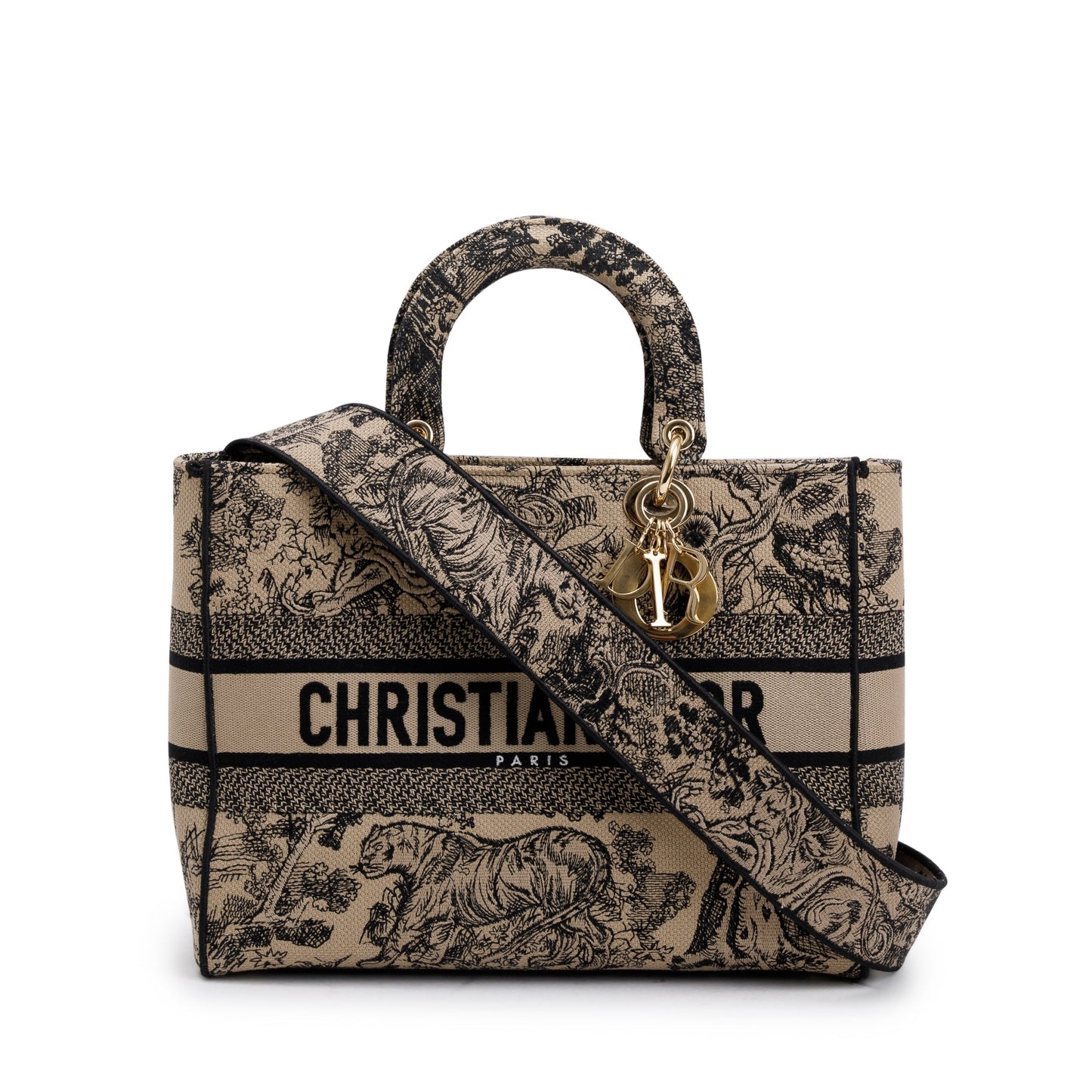 Dior Christian & Toile De Jouy Soleil Embroidery Black Beige Travel Bag