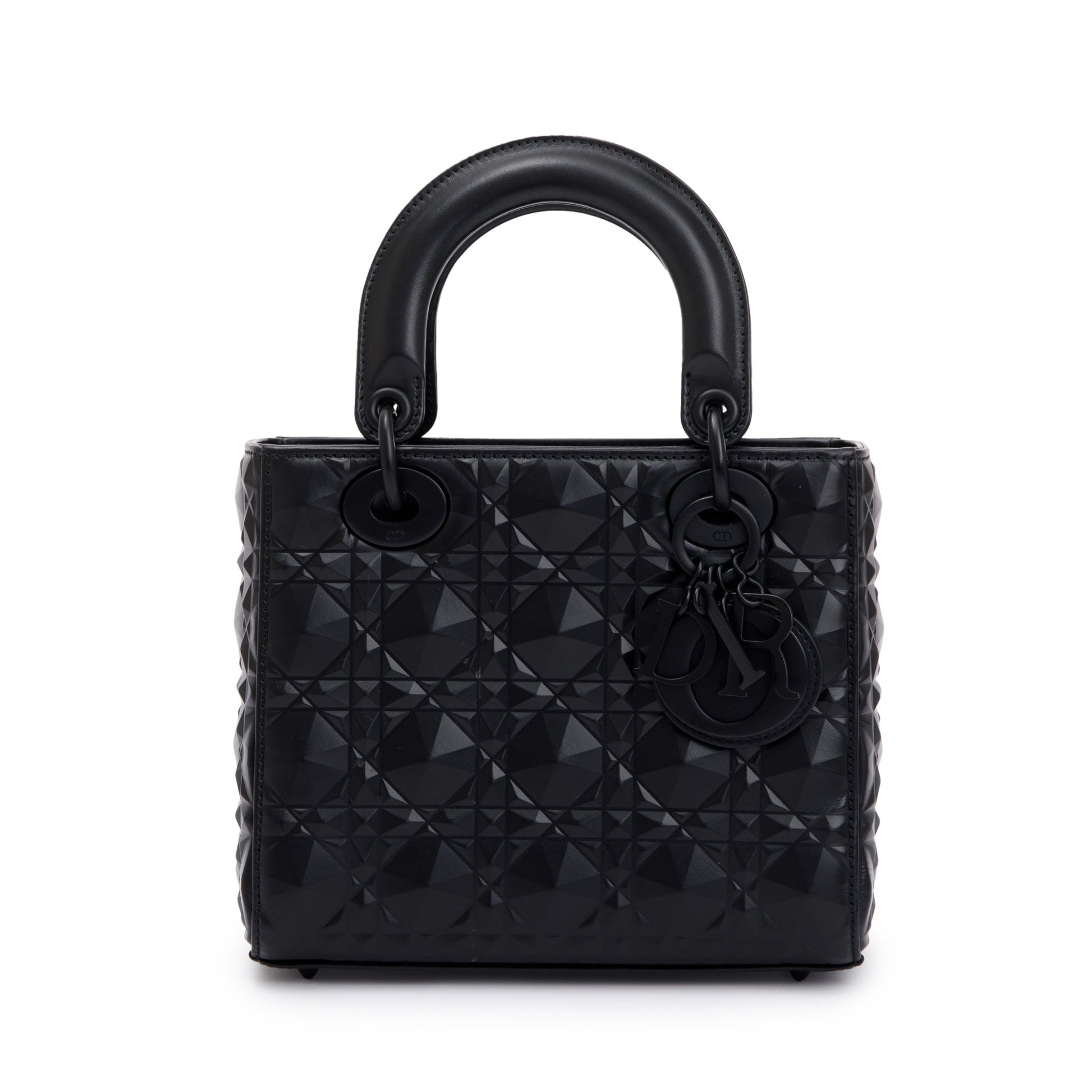 Dior Christian Diamond Motif Cannage Lady My Abc Leather Black Travel Bag