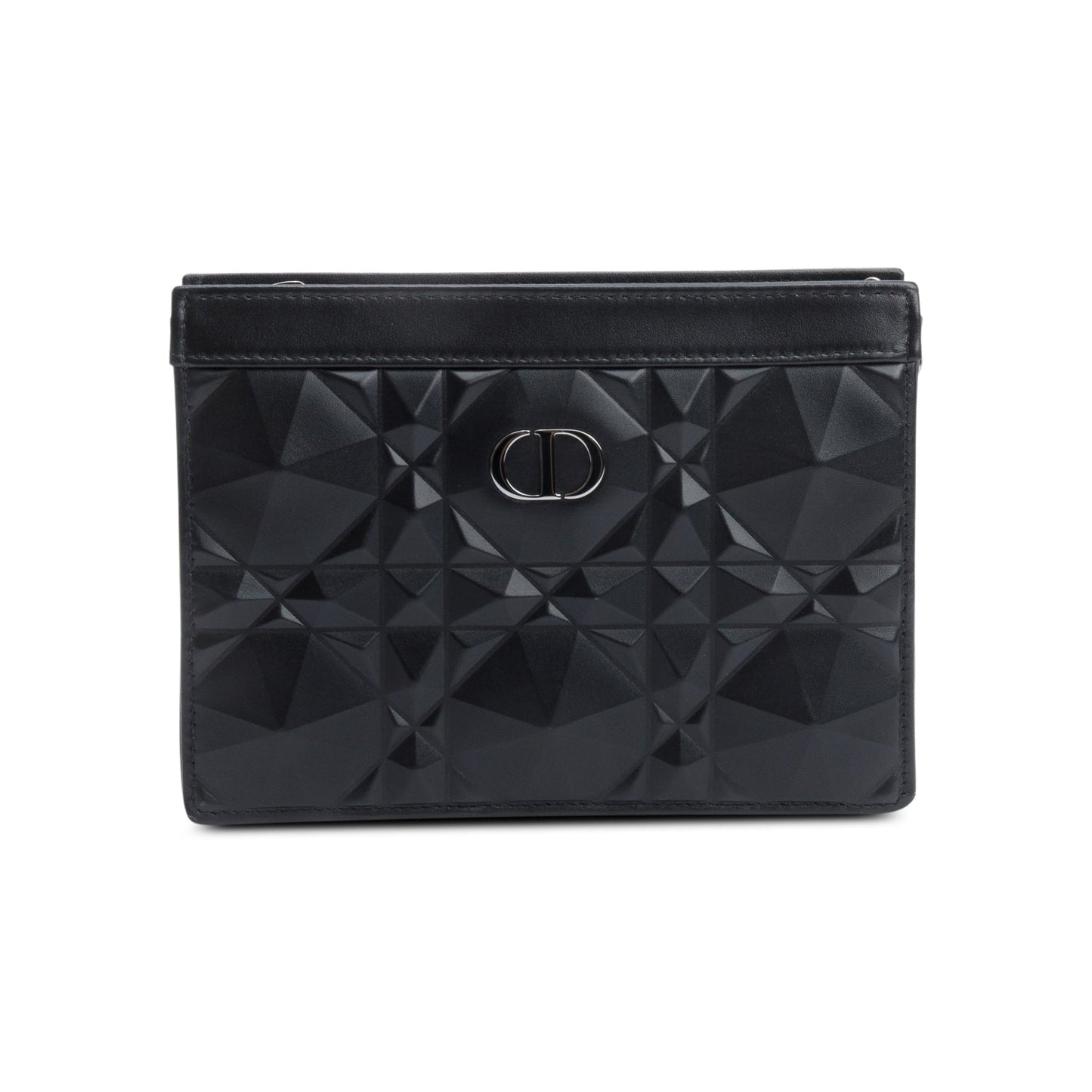 Dior Christian Macrocannage Diamond Caro Pouch With Handbag Quilted Black Travel Bag