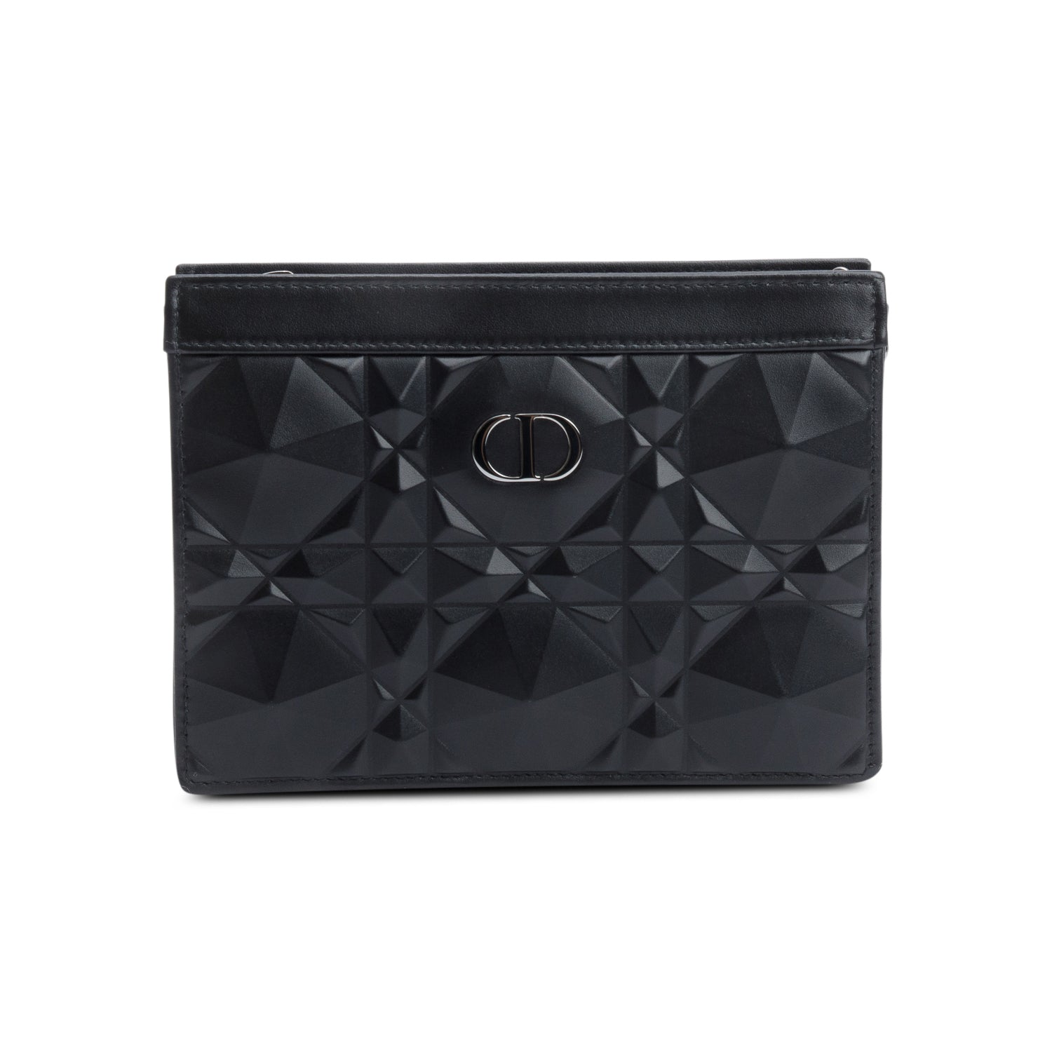Dior Christian Macrocannage Diamond Caro Pouch With Handbag Quilted Black Travel Bag