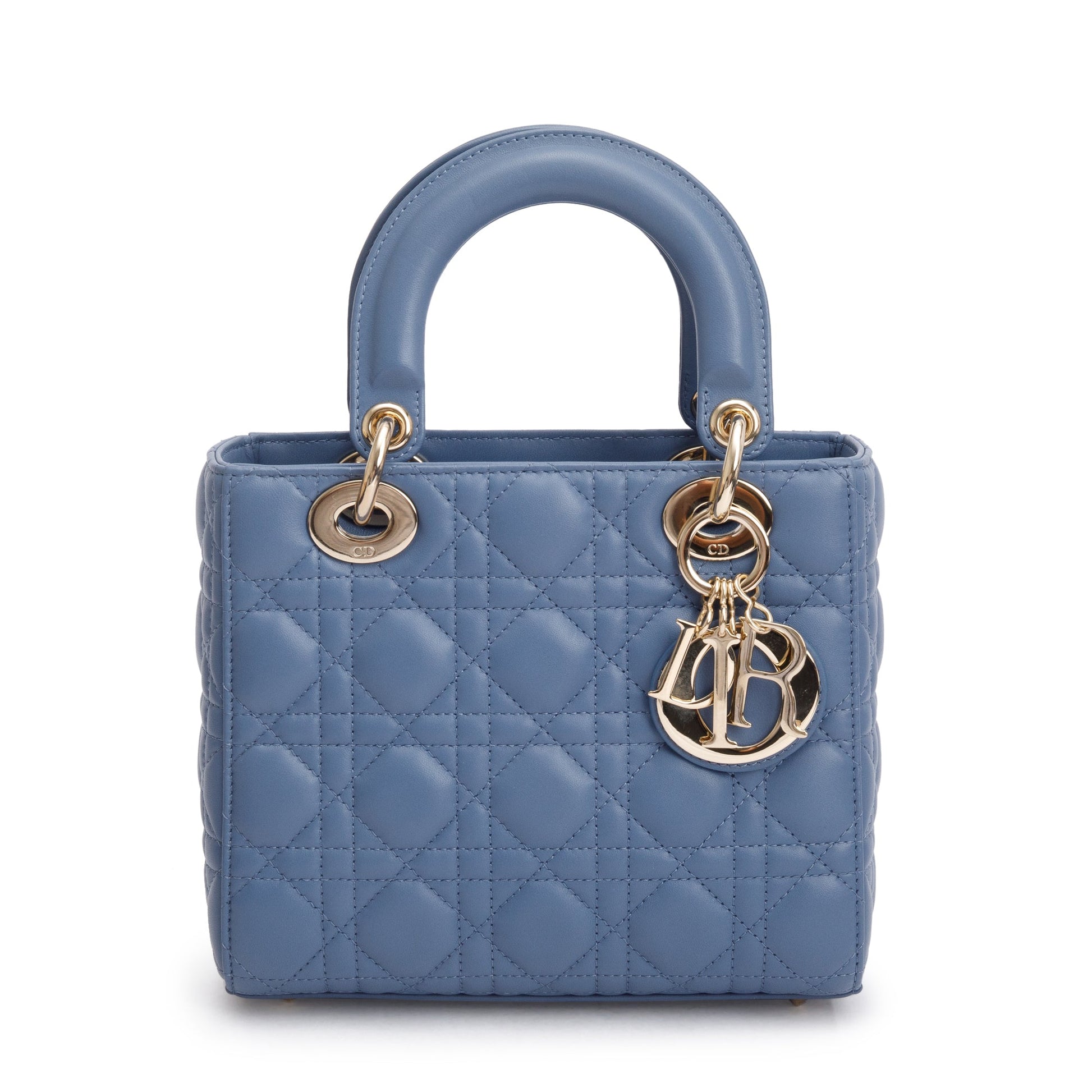 Dior Christian Cannage Lambskin Lady Bag Leather Blue Travel Bag