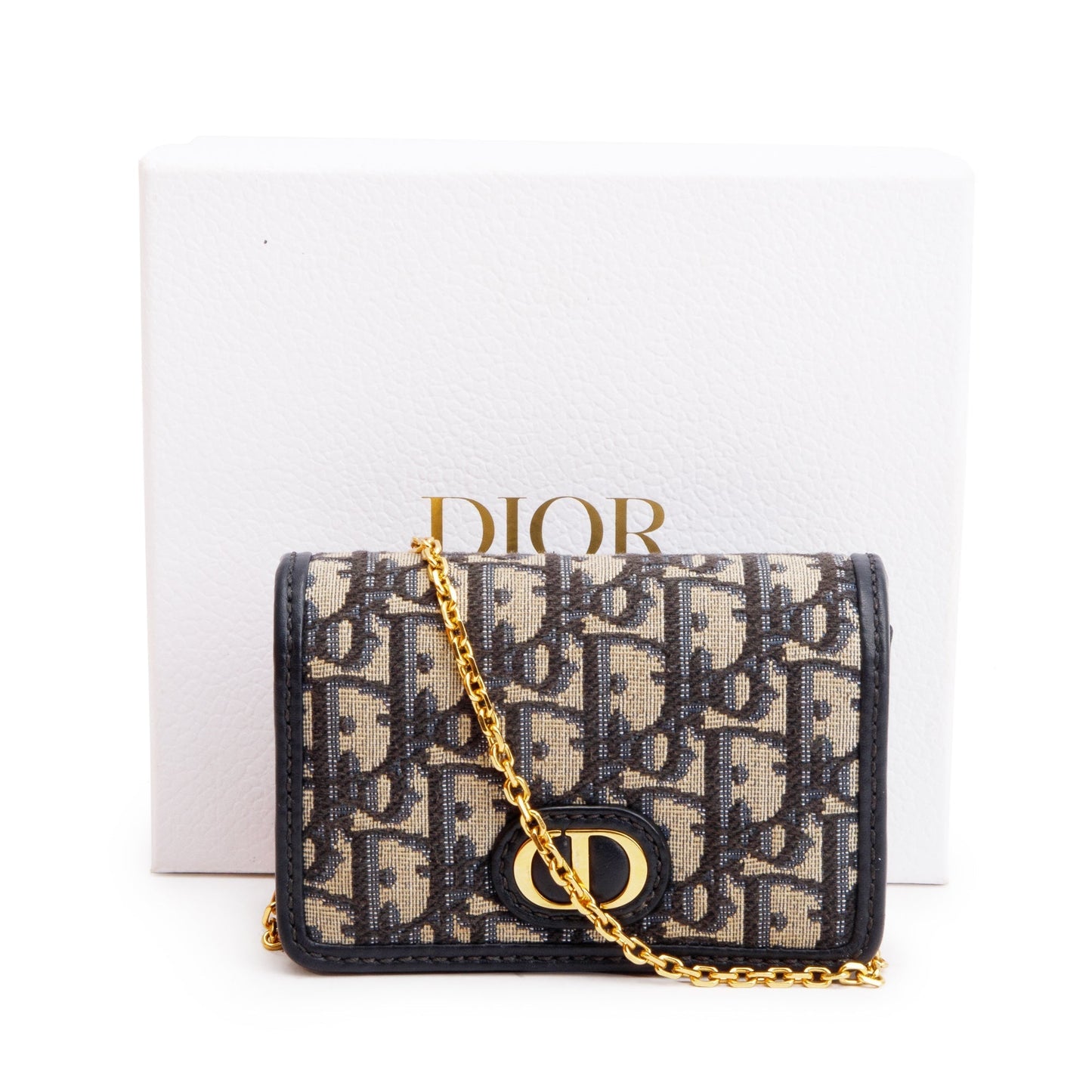 Dior Christian Navy Oblique Nano Montaigne In Pouch Travel Bag
