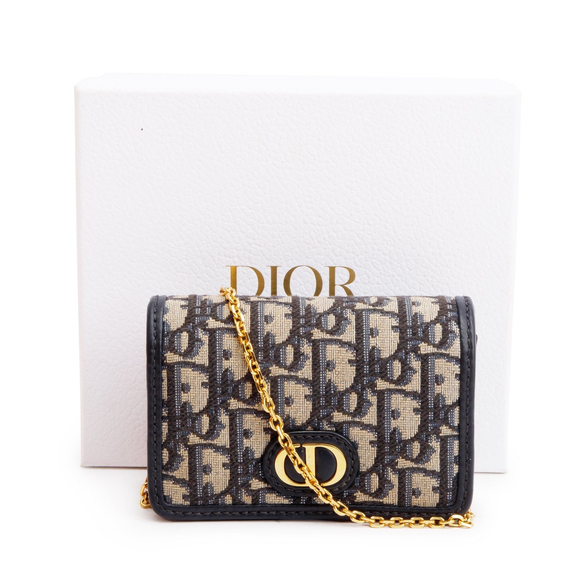Dior Christian Navy Oblique Nano Montaigne In Pouch Travel Bag