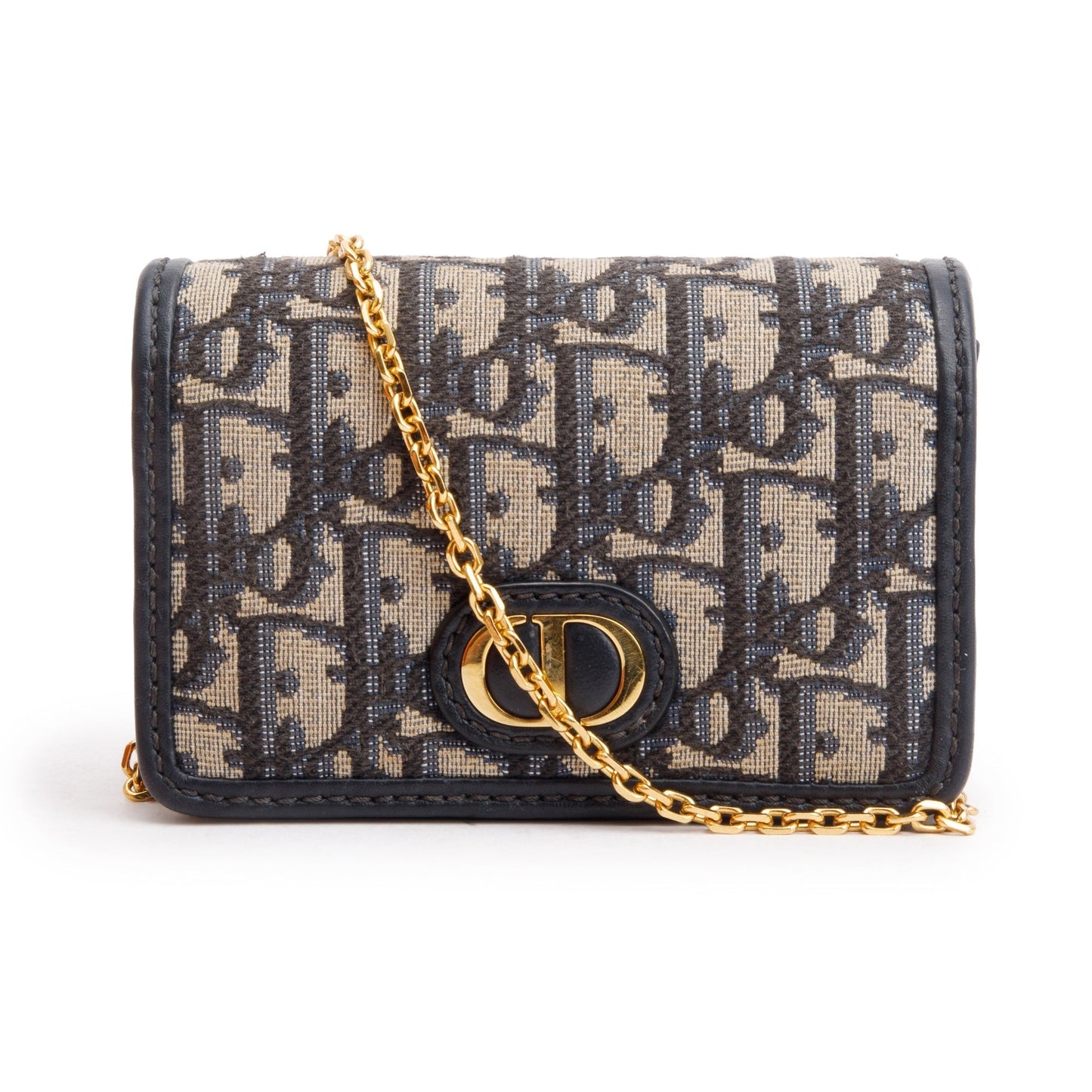 Dior Christian Navy Oblique Nano Montaigne In Pouch Travel Bag
