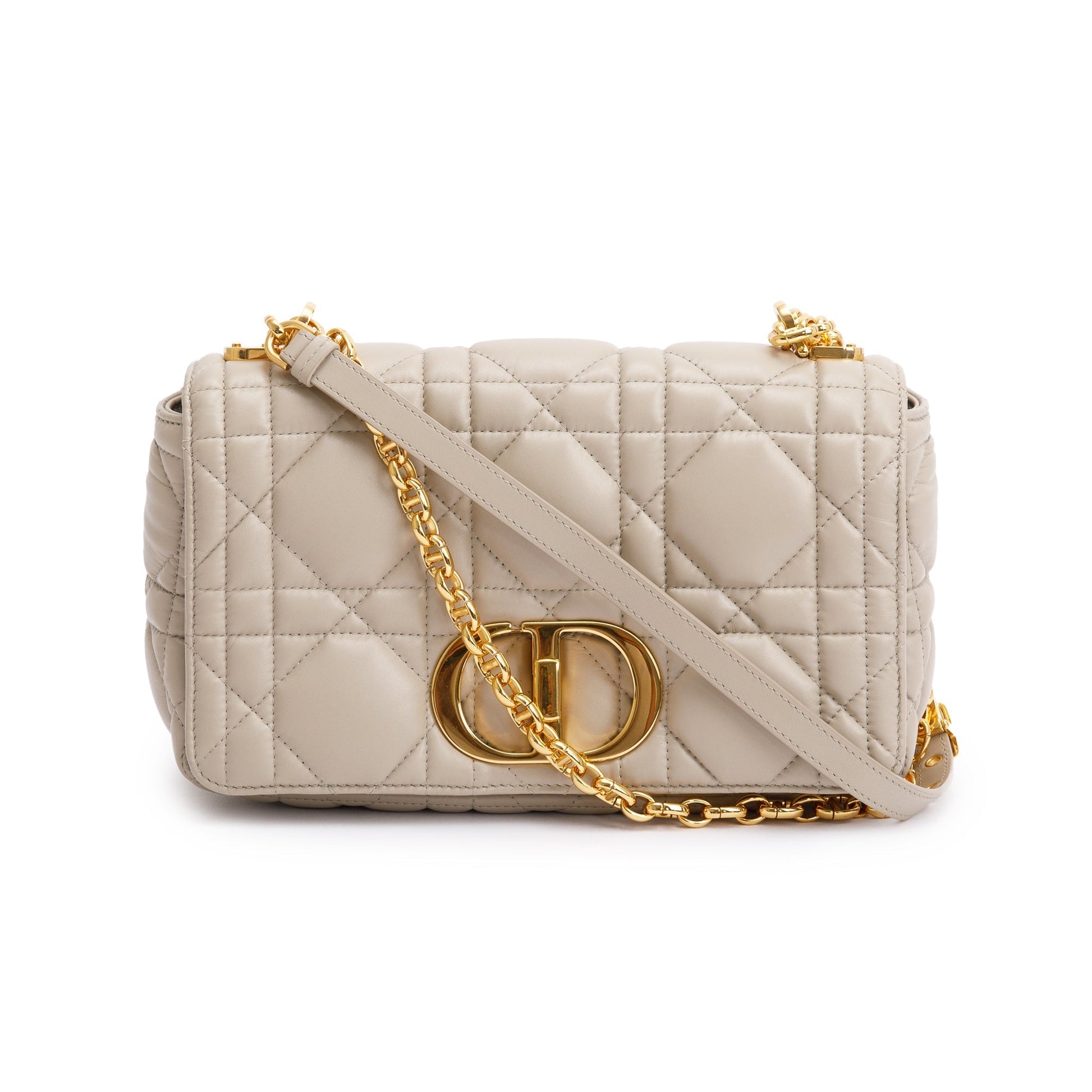 Dior Christian Taupe Supple Cannage Calfskin Caro Bag Leather Medium Travel Bag