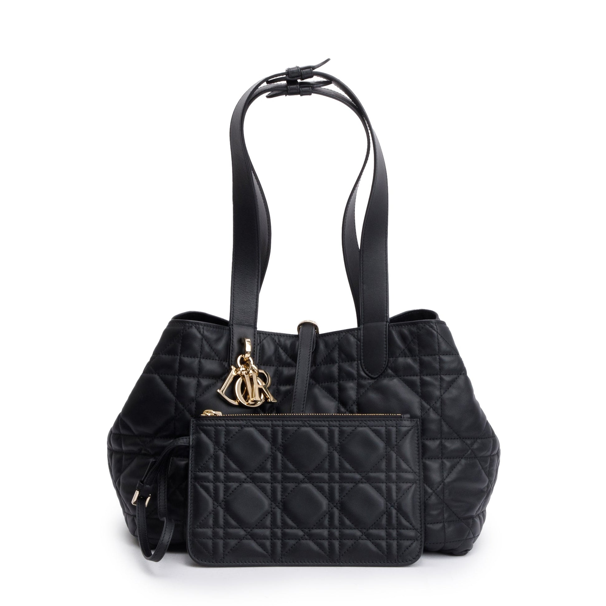 Dior Christian Macrocannage Calfskin Toujours Bag Leather Black Travel Bag