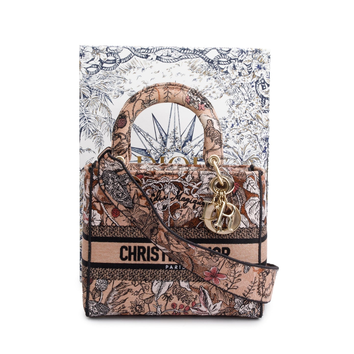 Dior Christian Jardin Magique Embroidery Lady D Lite Medium Travel Bag