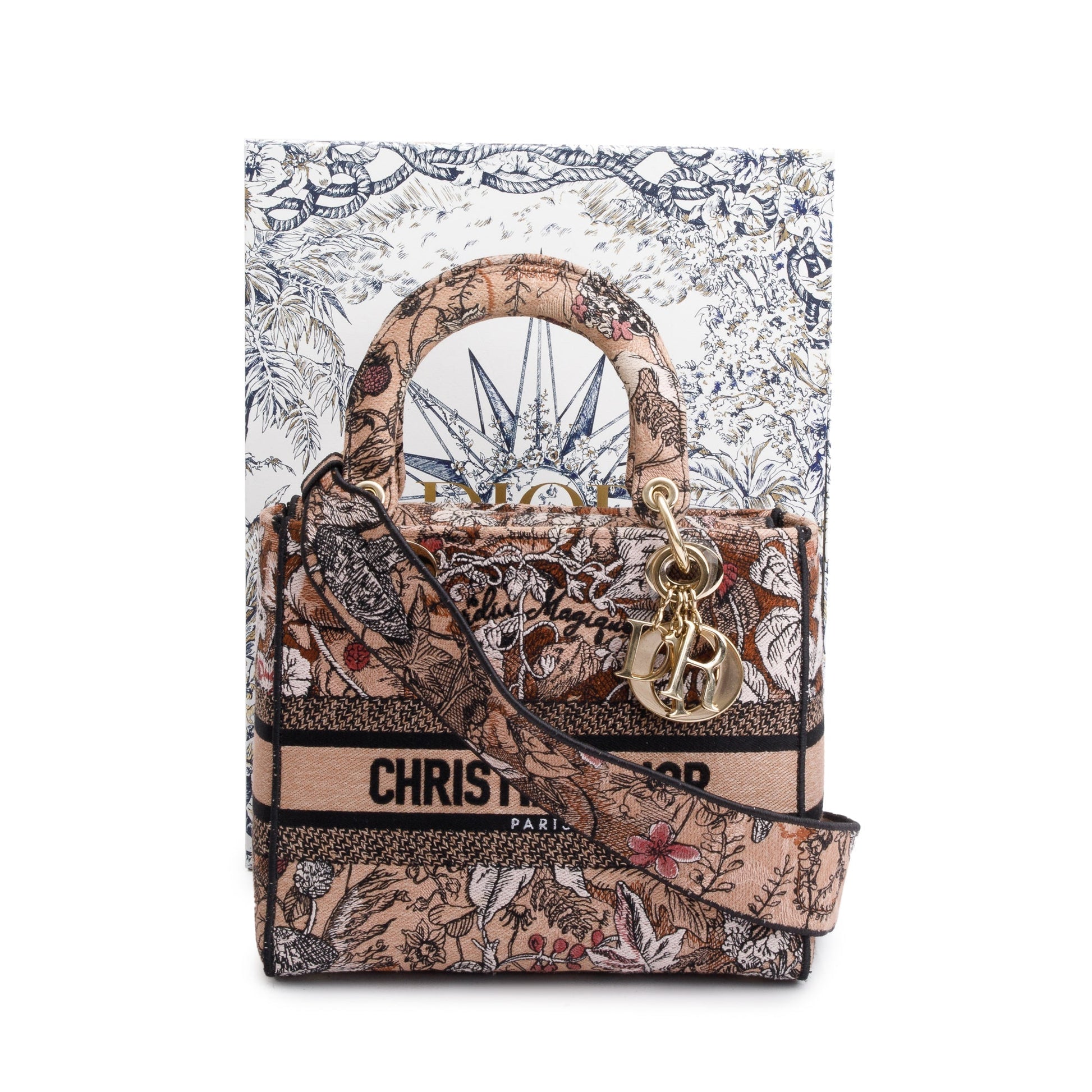 Dior Christian Jardin Magique Embroidery Lady D Lite Medium Travel Bag