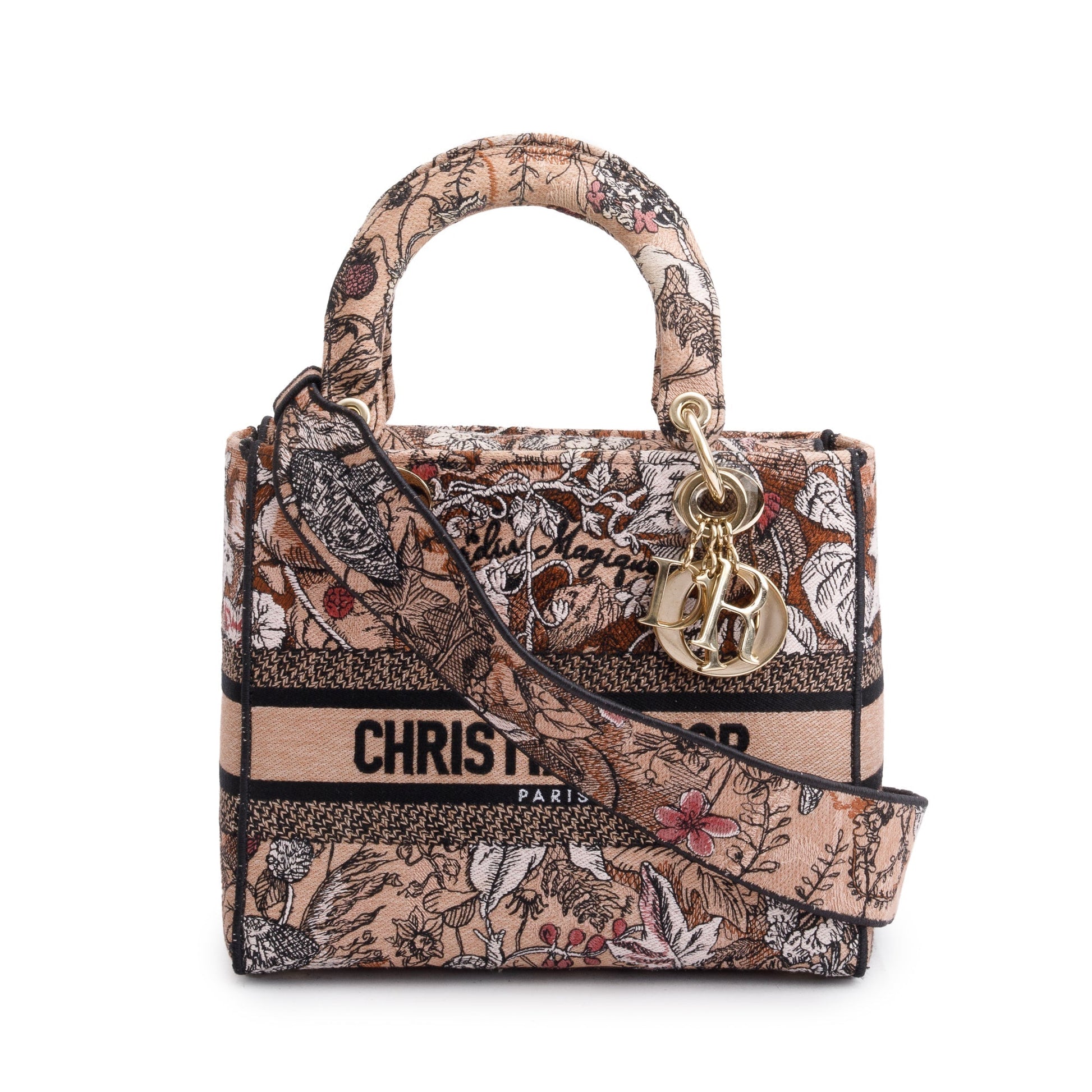 Dior Christian Jardin Magique Embroidery Lady D Lite Medium Travel Bag