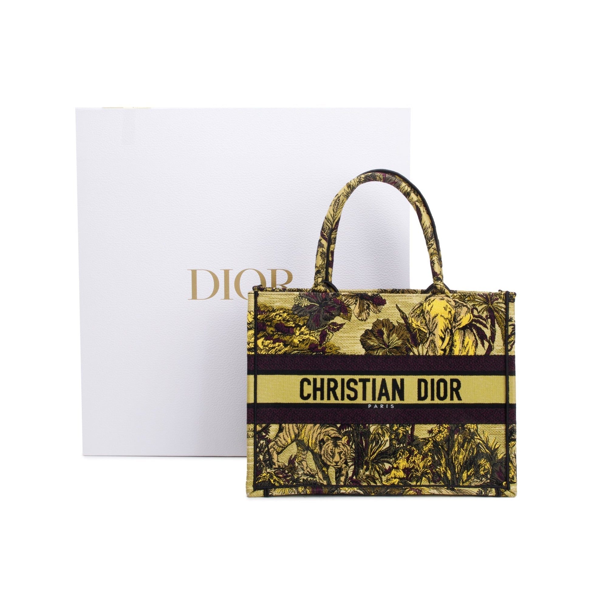 Dior Christian Toile De Jouy Voyage Embroidery Book Canvas Medium Tote Bag
