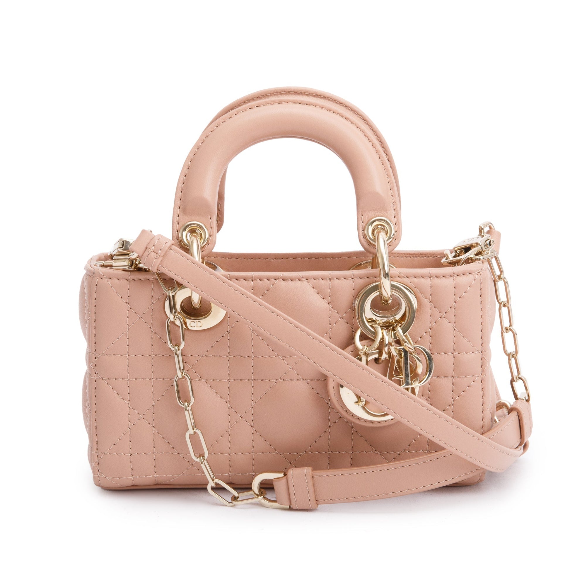 Dior Christian Rose Des Vents Cannage Lambskin Micro Travel Bag