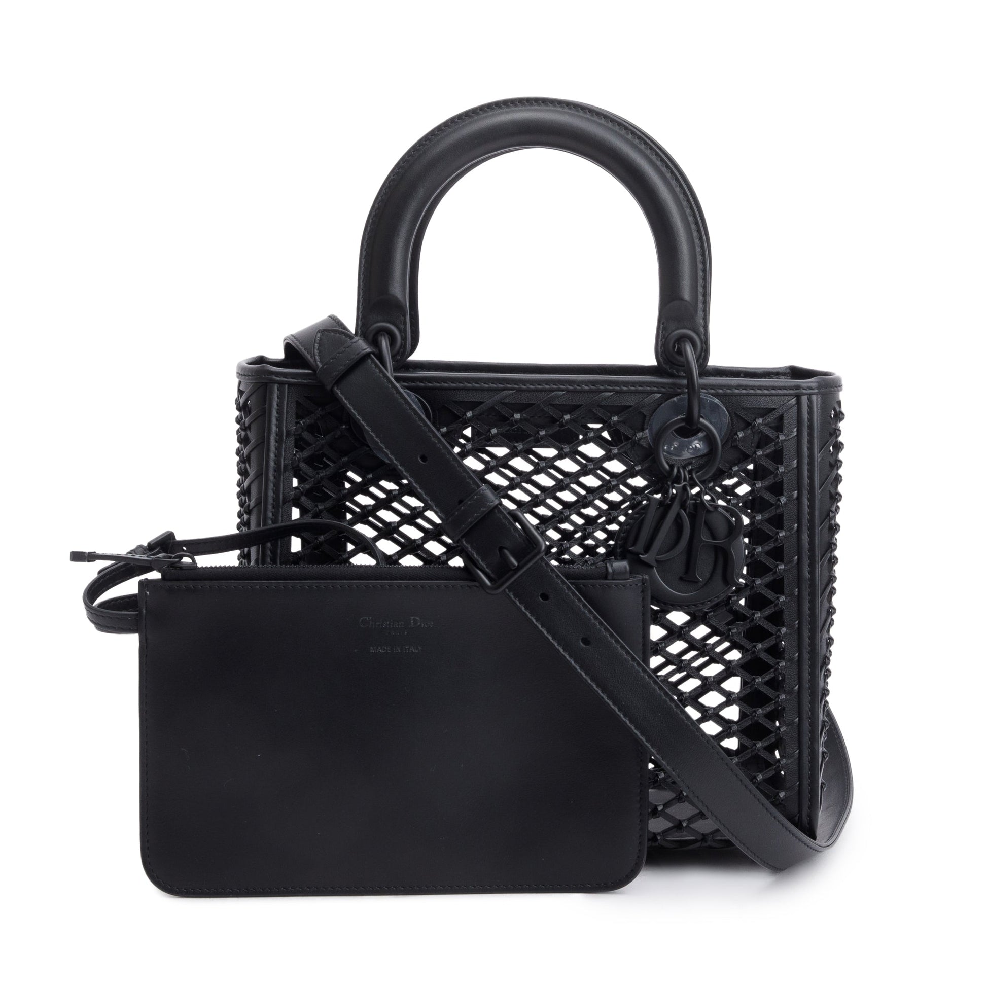 Dior Christian So Lady Bag Leather Black Travel Bag
