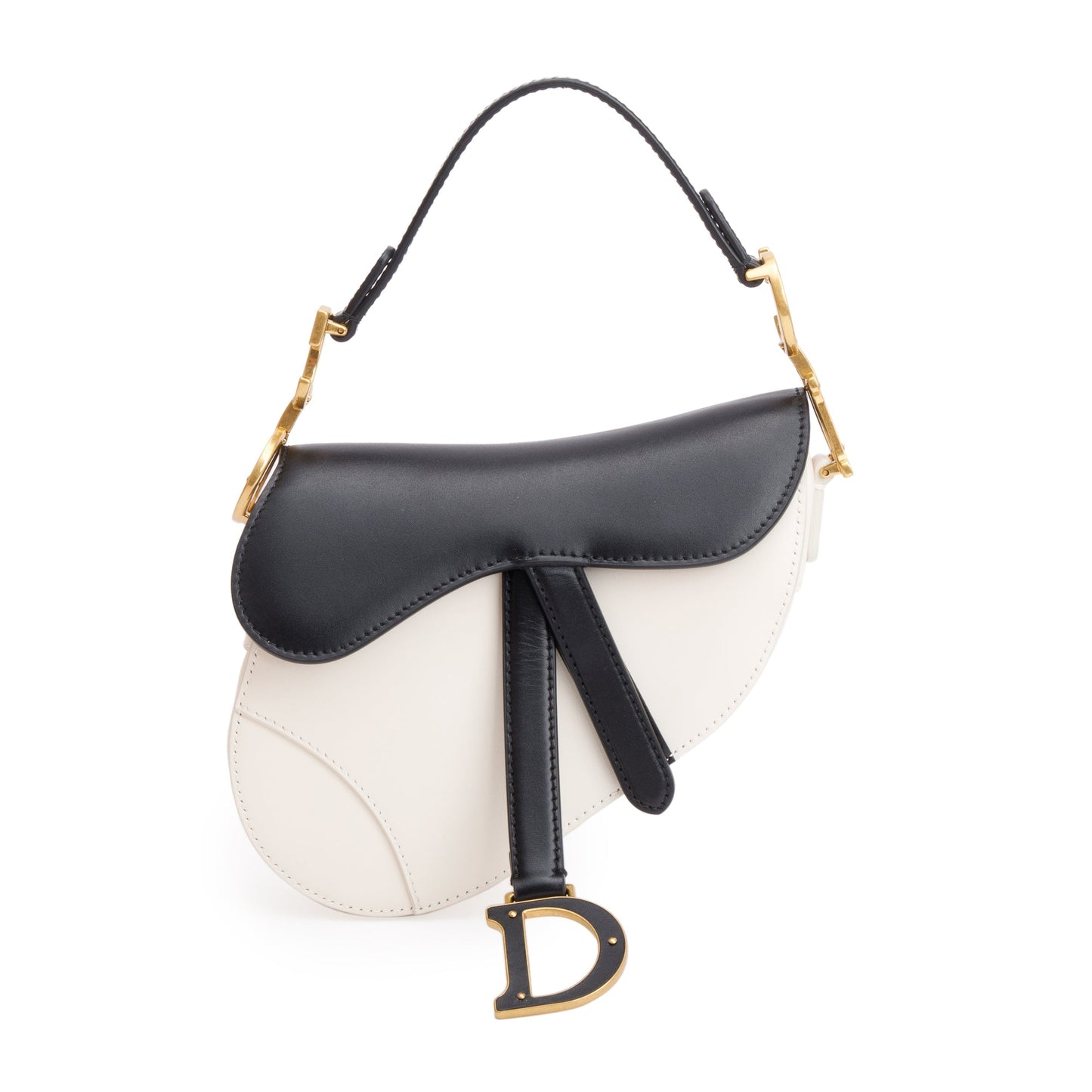 Dior Christian & Calfskin Mini Saddle Bag Leather Black Travel Bag