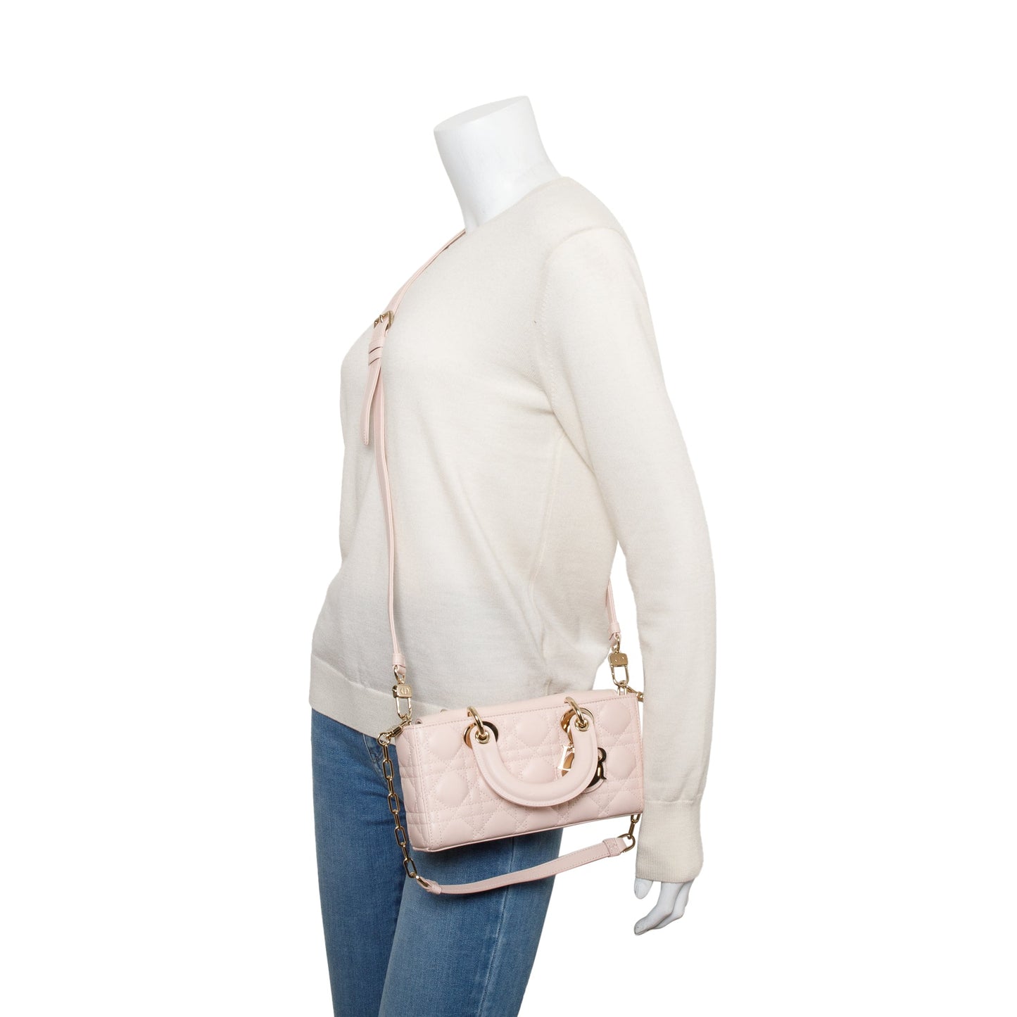 Dior Christian Cannage Lambskin Lady D Joy Bag Pink Small Travel Bag
