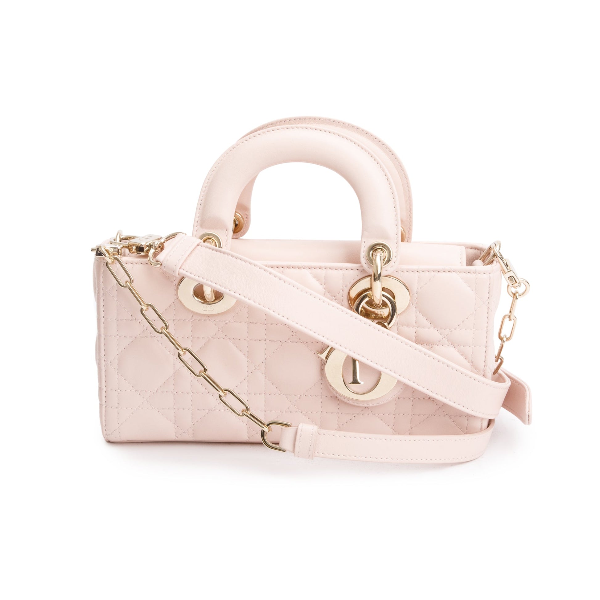 Dior Christian Cannage Lambskin Lady D Joy Bag Pink Small Travel Bag