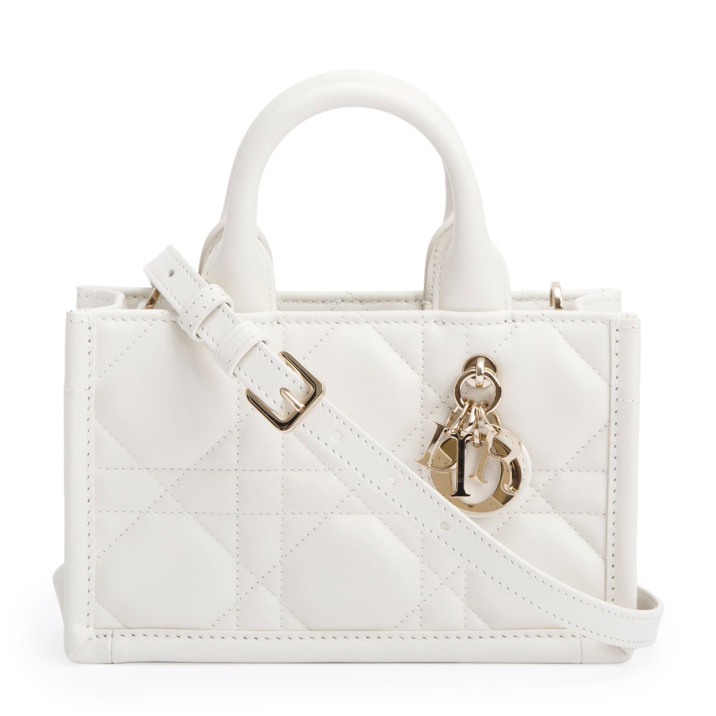 Dior Christian Macrocannage Lambskin Book Tote Handbag White Mini Tote Bag