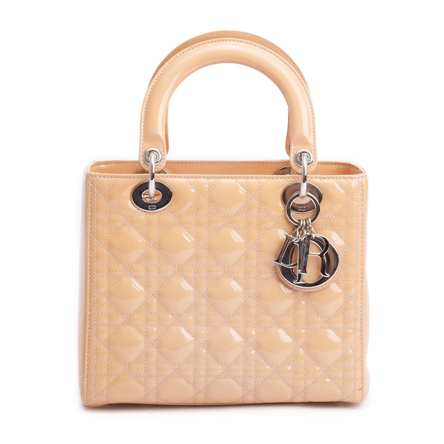 Dior Christian Cannage Patent Lady Bag Leather Beige Travel Bag Dior Bag
