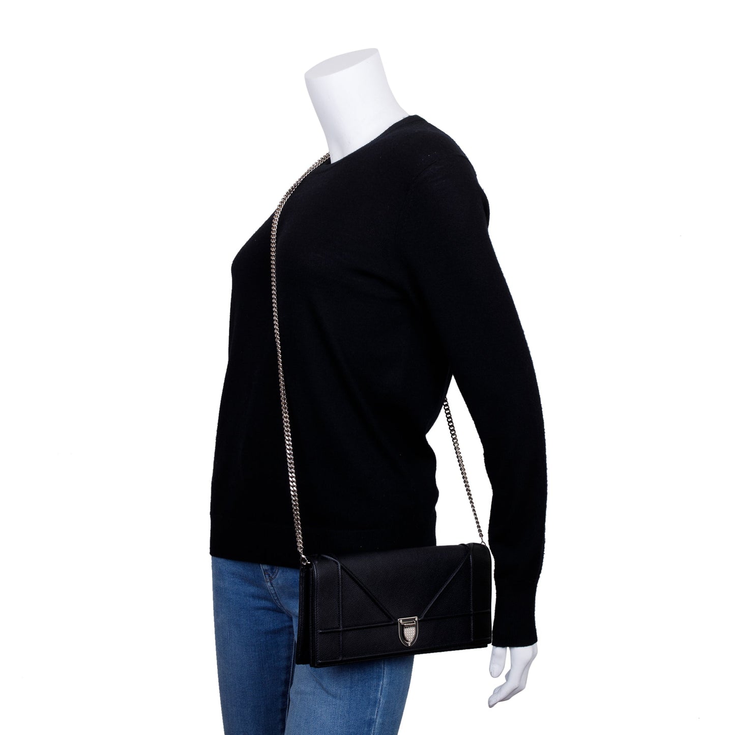 Dior Christian Calfskin ama Clutch Handbag Leather Black Clutch Bag