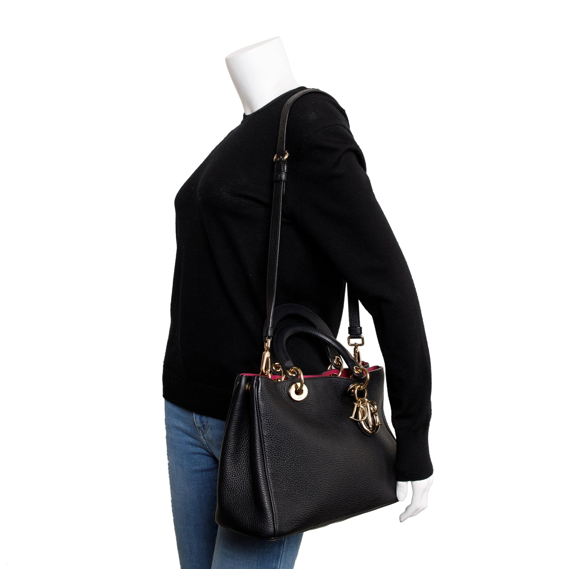 Dior Christian Calfskin issimo Tote Handbag Leather Black Tote Bag