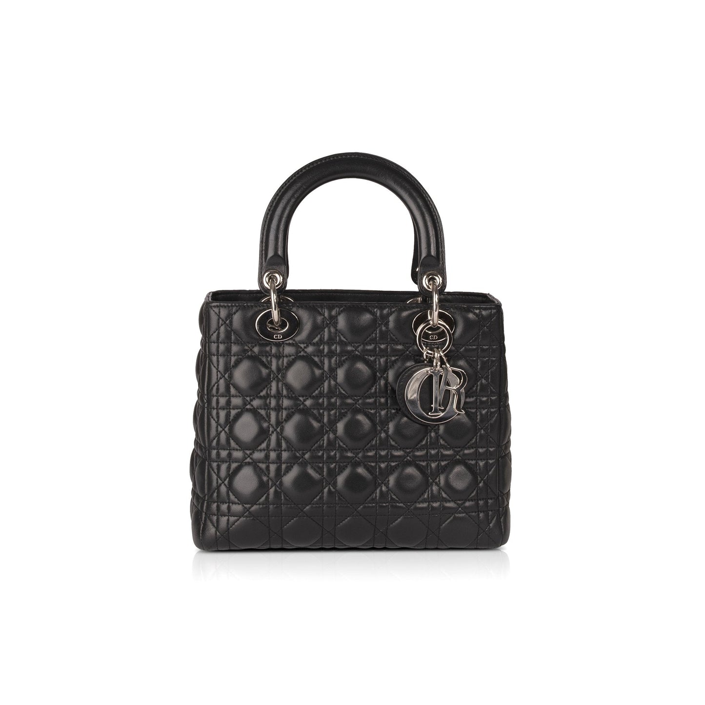 Dior Christian Lambskin Lady Bag Black Medium Travel Bag