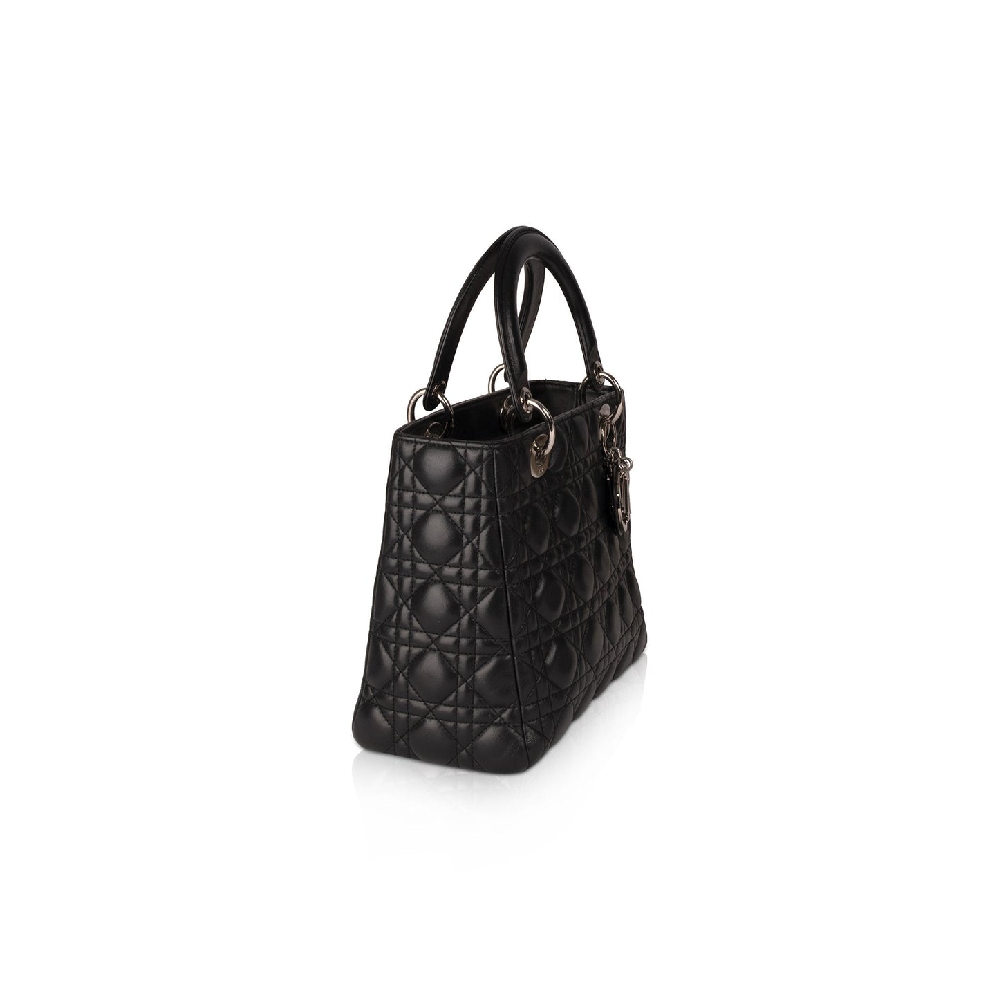 Dior Christian Lambskin Lady Bag Black Medium Travel Bag