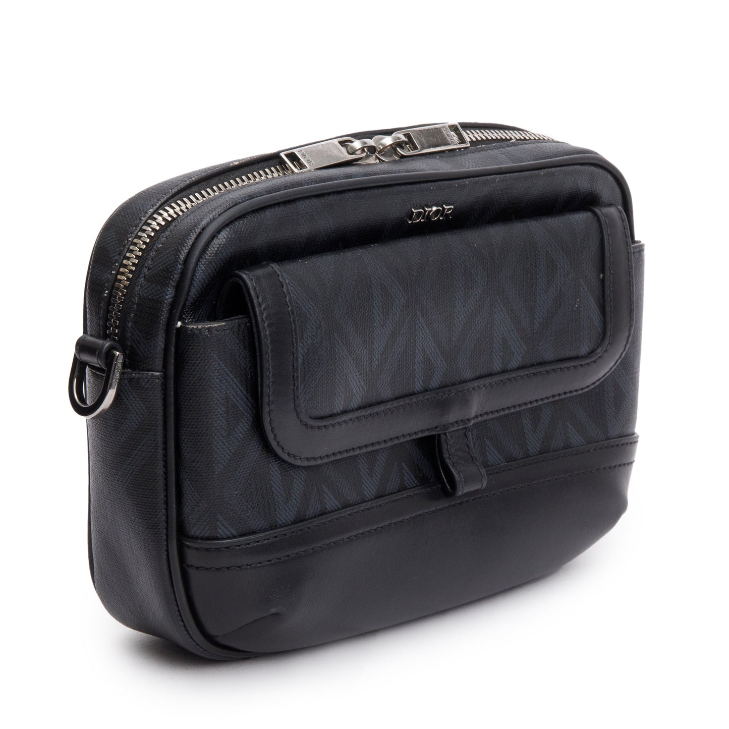 Dior Christian Cd Diamond Coated Hit The Road Leather Canvas Travel Bag