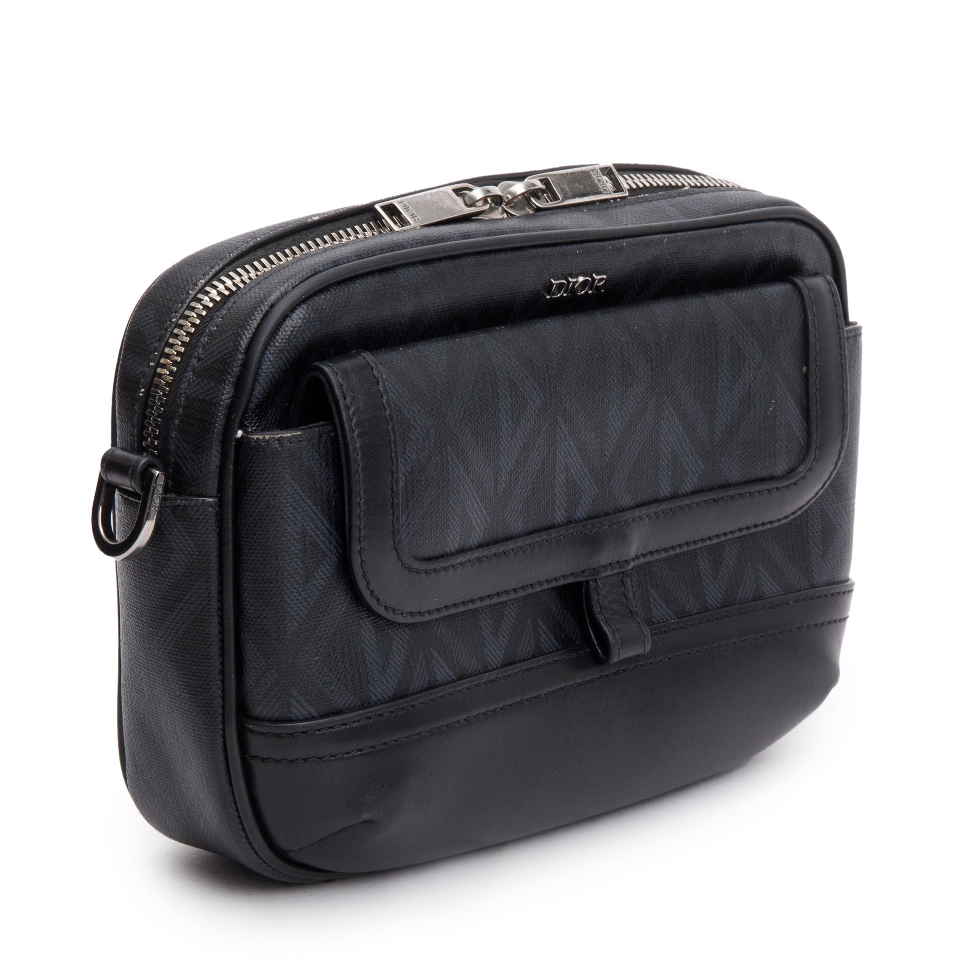 Dior Christian Cd Diamond Coated Hit The Road Leather Canvas Travel Bag