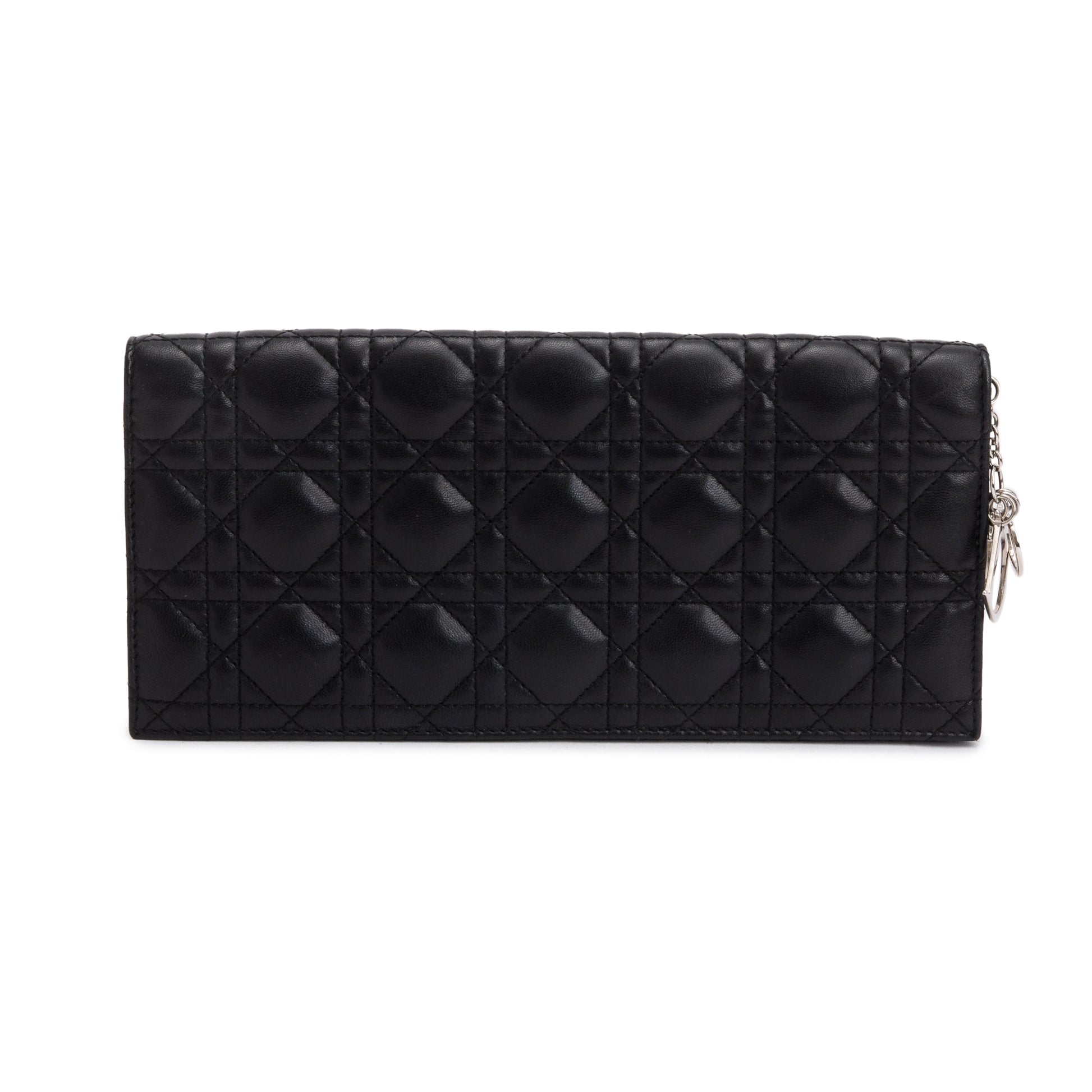 Dior Christian Lady Convertible Clutch Handbag Leather Black Clutch Bag
