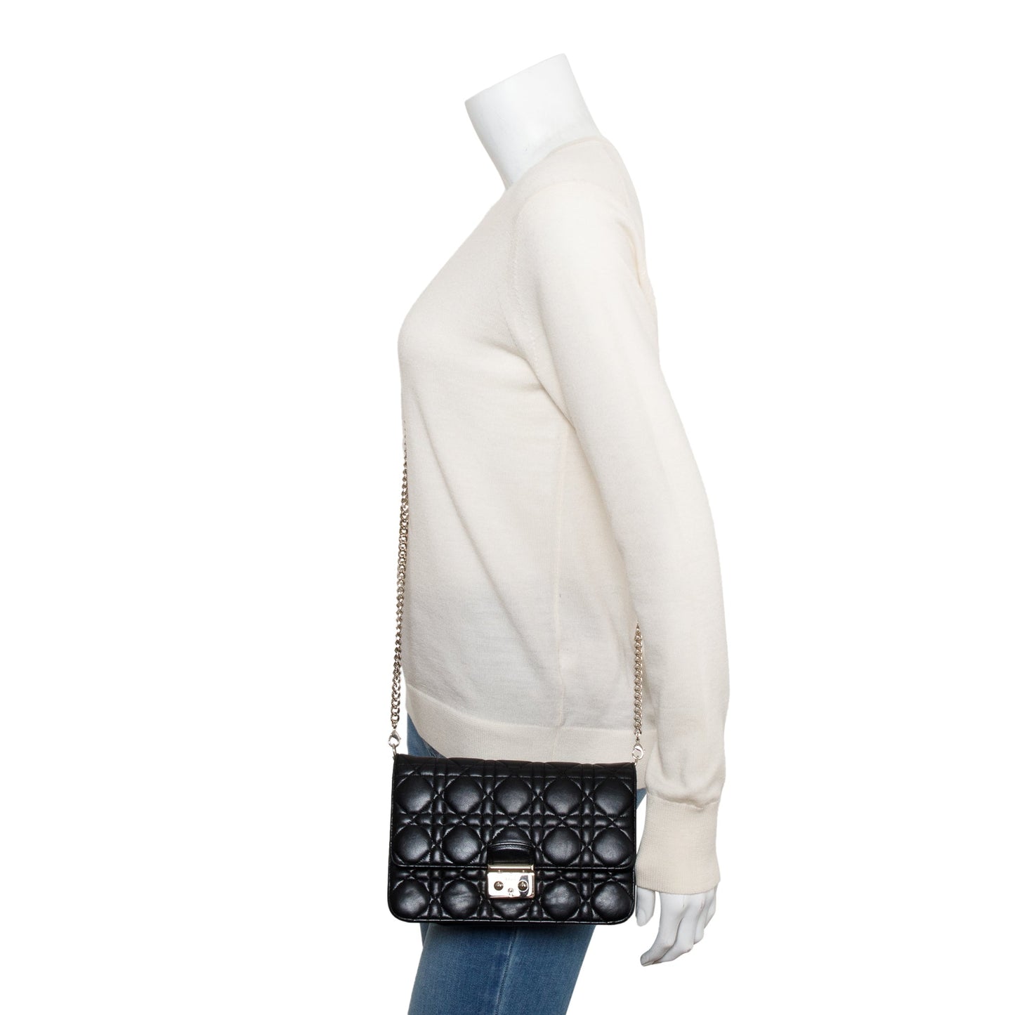 Dior Christian Cannage Miss Bag Leather Black Travel Bag