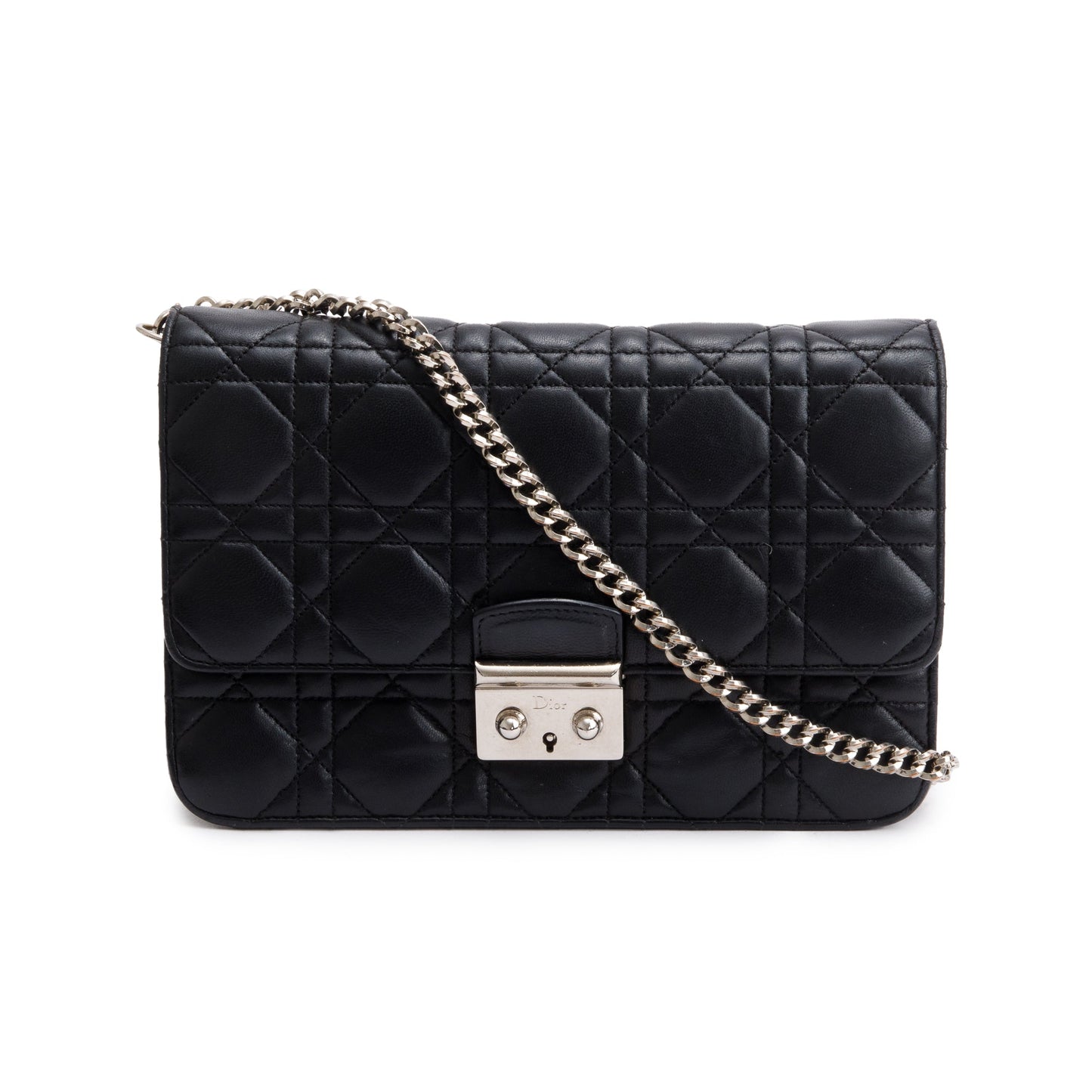 Dior Christian Cannage Miss Bag Leather Black Travel Bag
