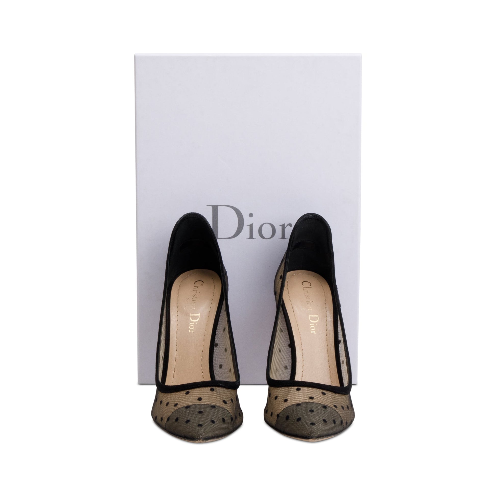 Dior Christian Mesh Polka Dot D Moi Pumps, Black Shoes
