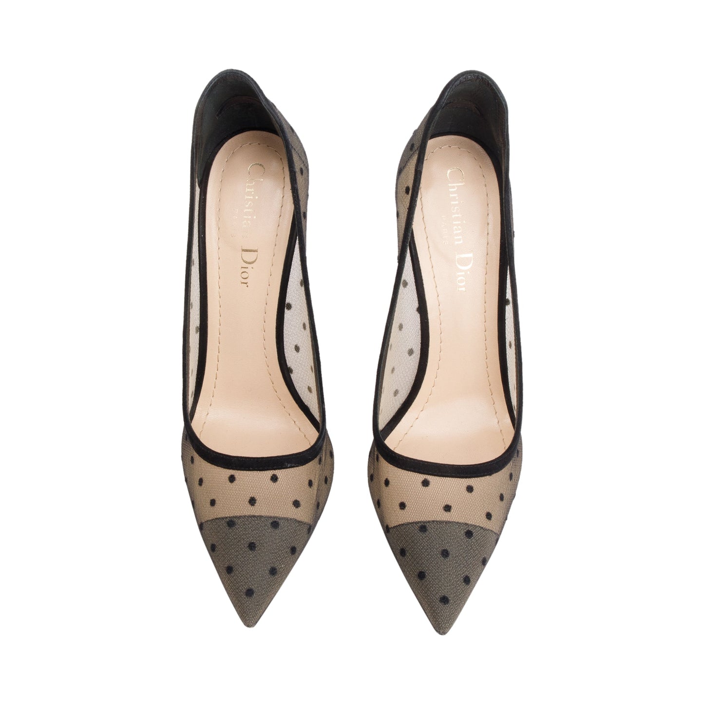 Dior Christian Mesh Polka Dot D Moi Pumps, Black Shoes