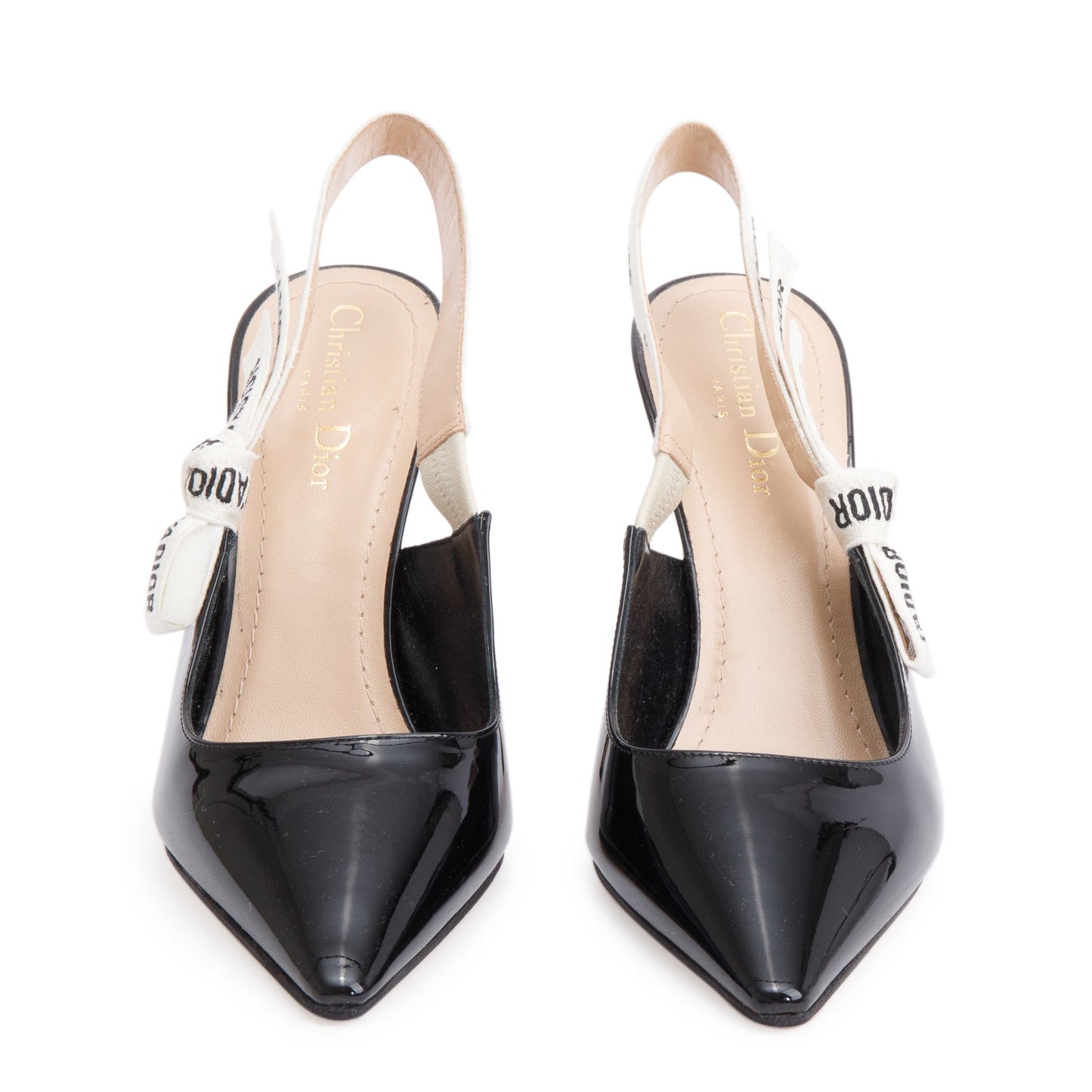 Dior Christian Patent J'A Slingback Pumps, Size Handbag Leather Black Shoes