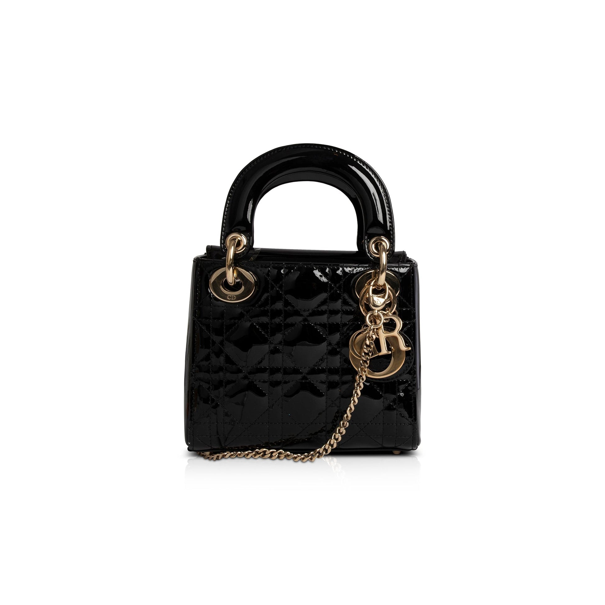 Dior Christian Patent Lady Bag Black Mini Travel Bag