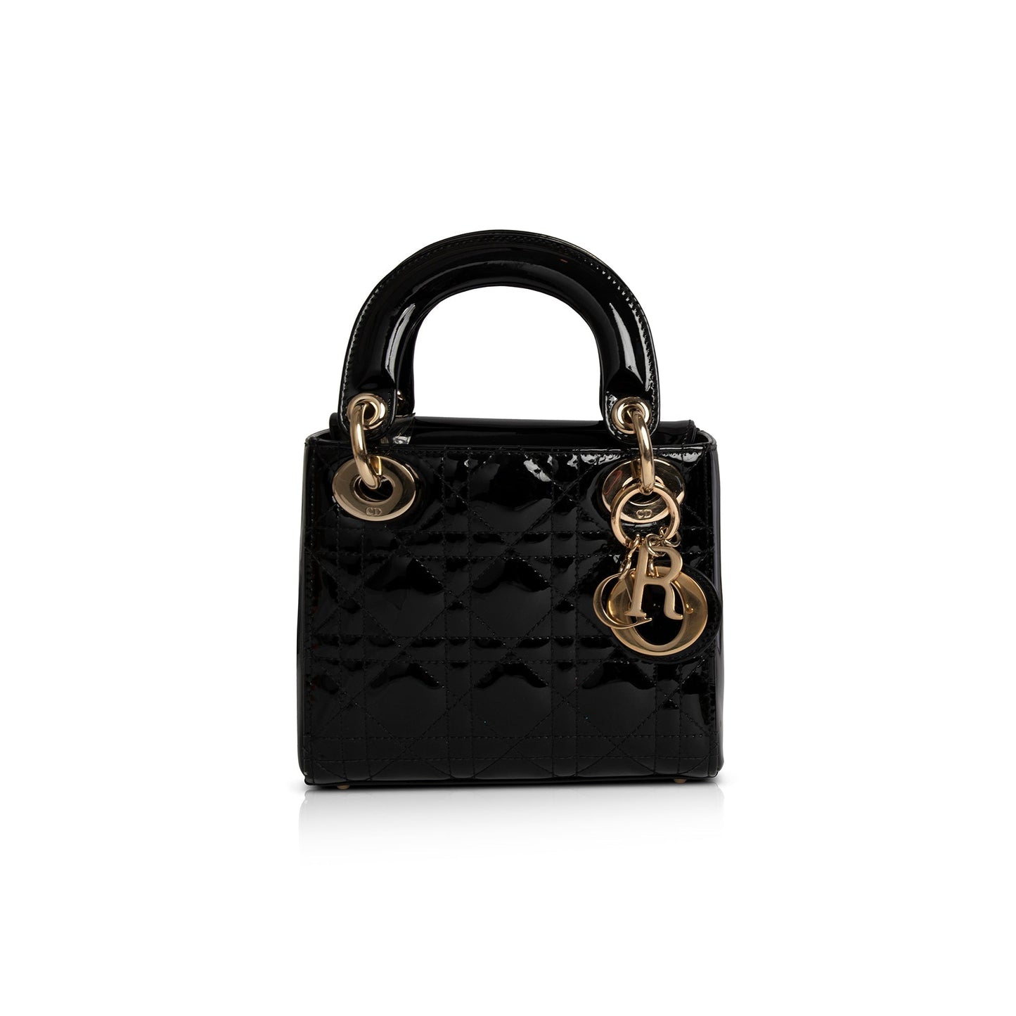 Dior Christian Patent Lady Bag Black Mini Travel Bag