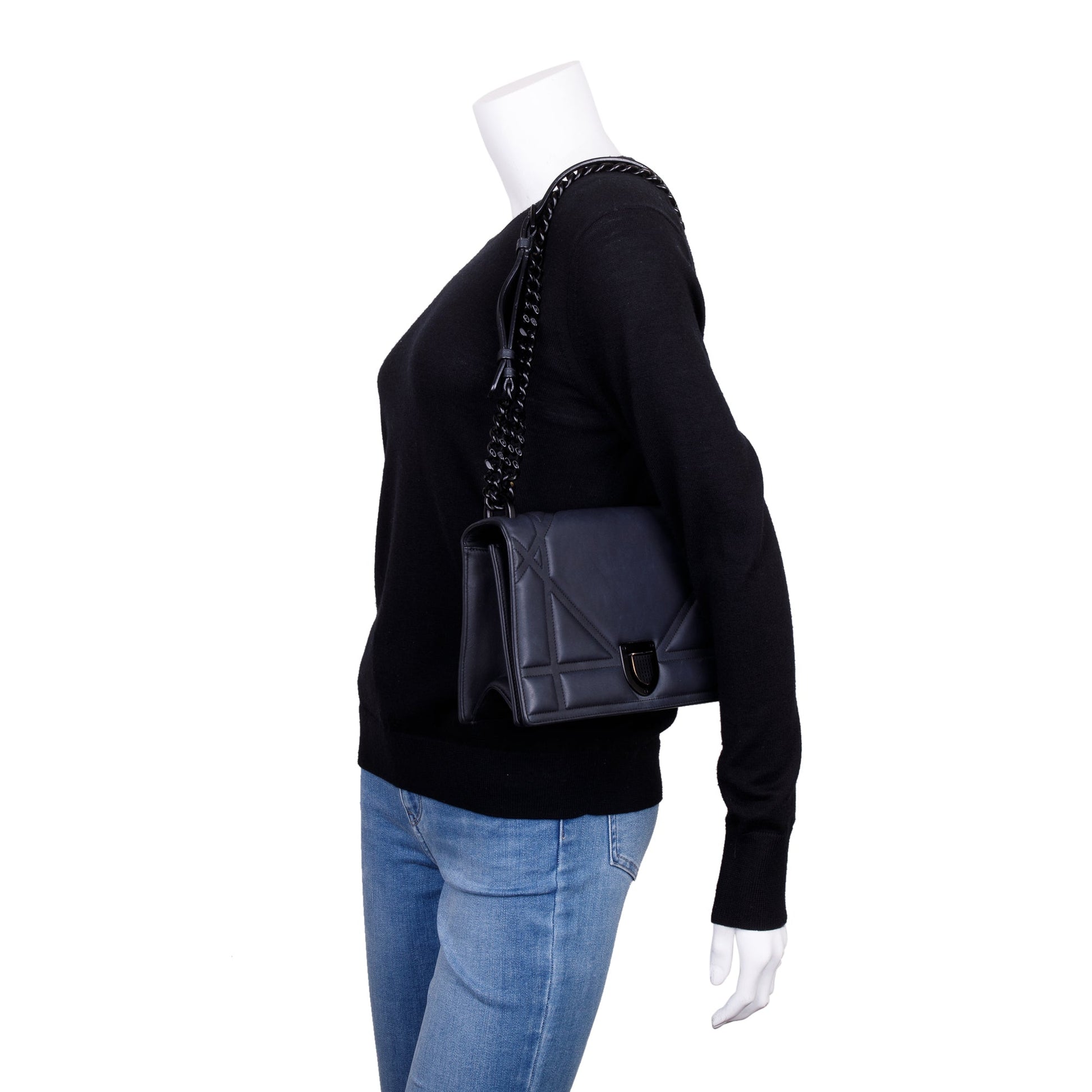 Dior Christian Ultramatte Calfskin ama Flap Bag Leather Black Travel Bag