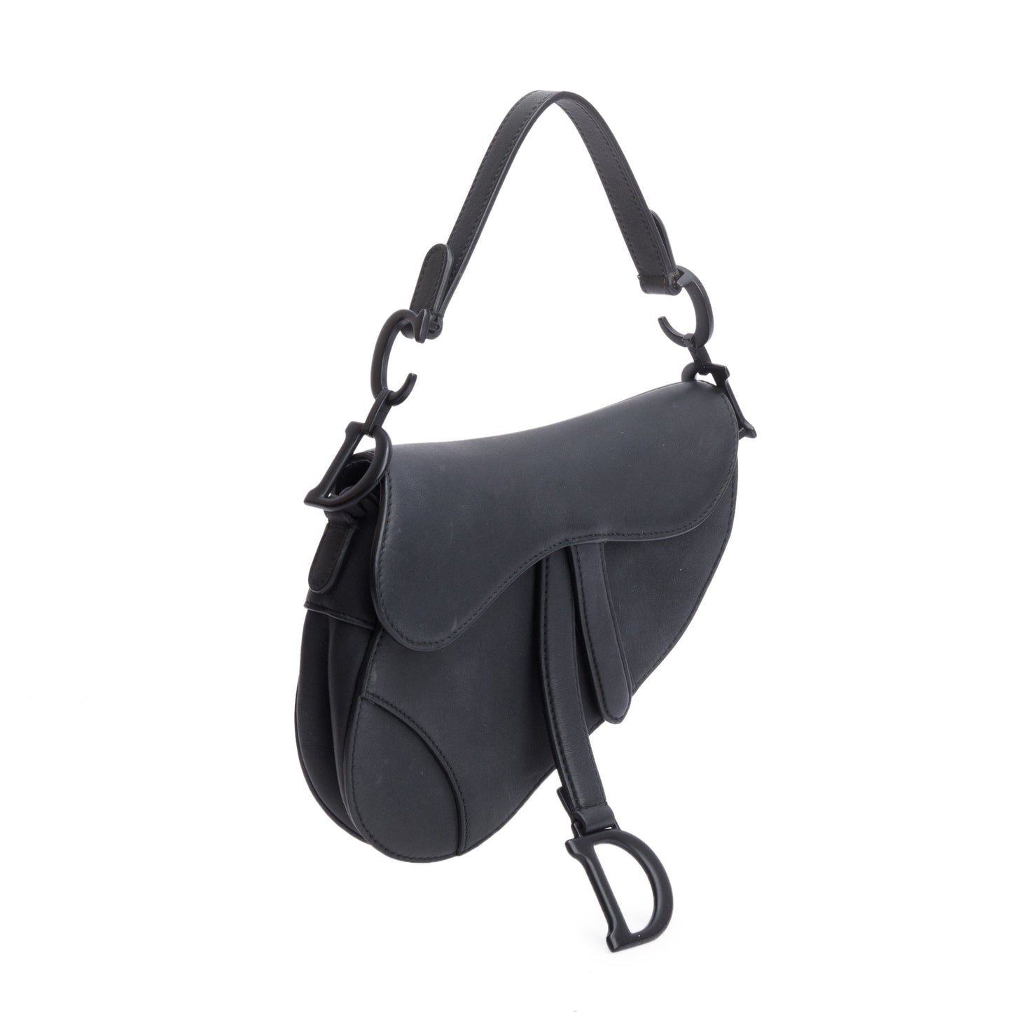 Dior Christian Ultramatte Calfskin Saddle Bag Leather Black Travel Bag