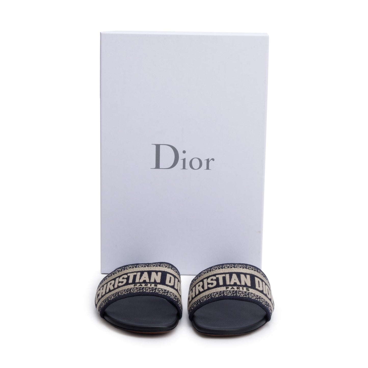 Dior Christian Deep Embroidered Cotton Dway Slide, Size Blue Travel Bag