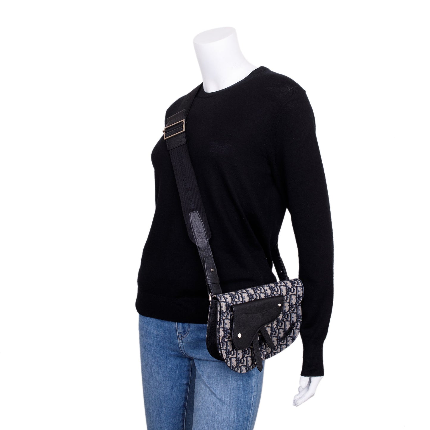 Dior Christian Essentials Oblique Jacquard Saddle Pouch Handbag Travel Bag