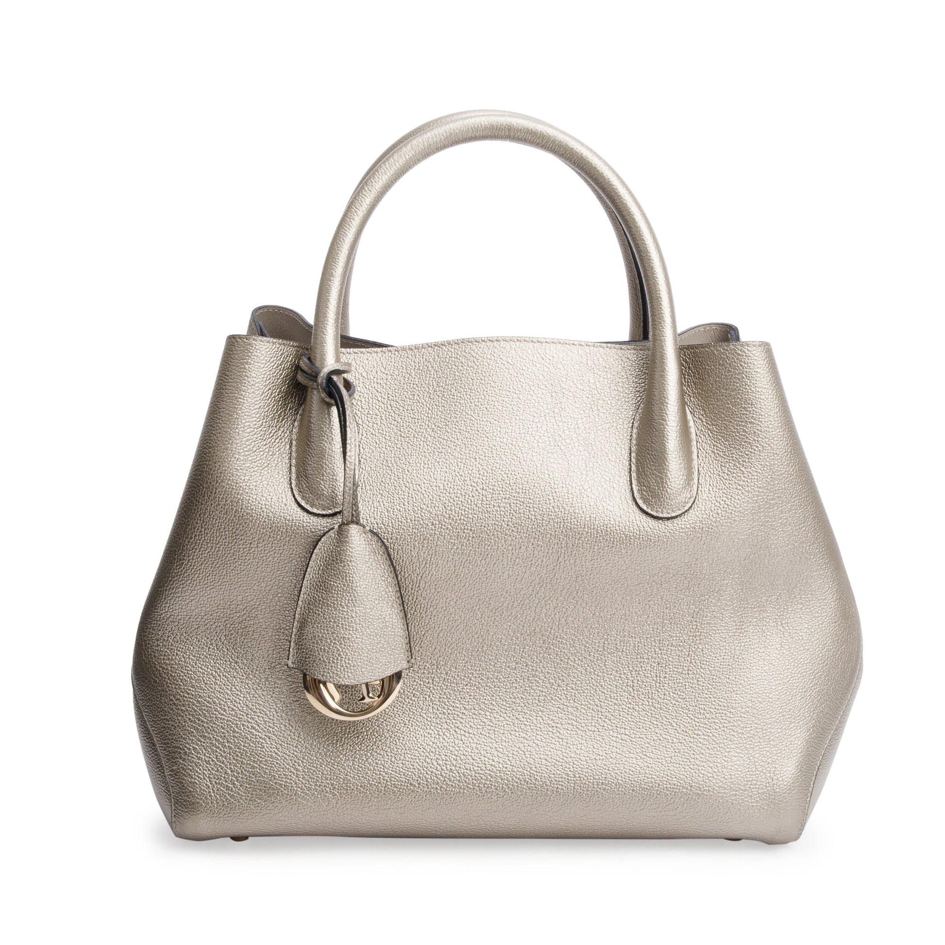Dior Christian Metallic Calfskin Open Bar Tote Handbag Leather Gold Tote Bag