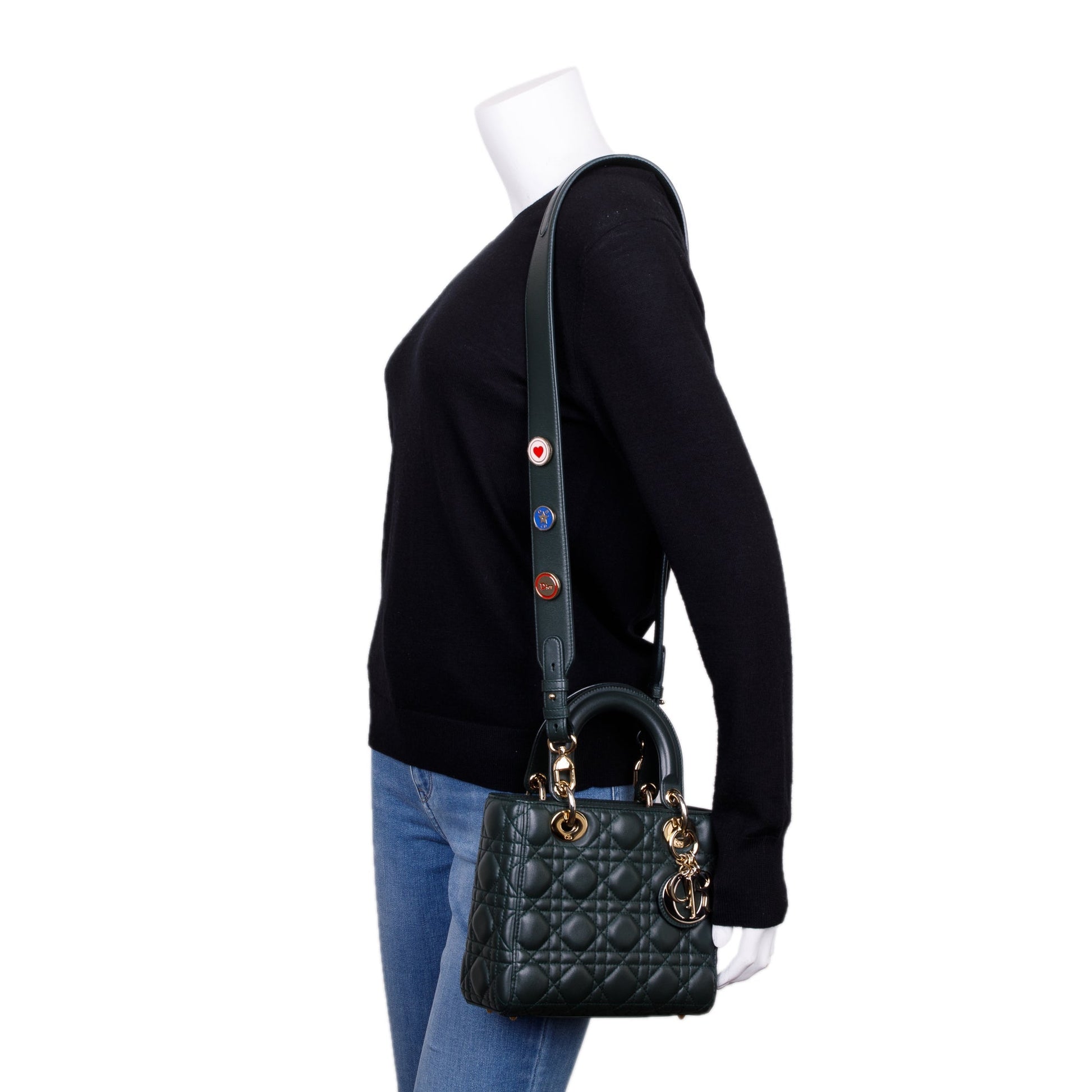 Dior Christian Cannage Lambskin Lady My Abc Bag Leather Green Travel Bag