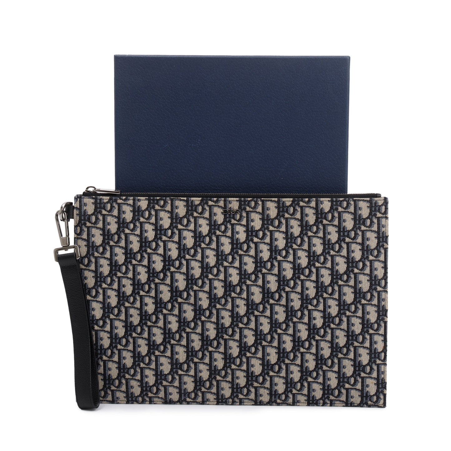 Dior Christian Homme & Oblique Jacquard A Pouch Black Beige Travel Bag