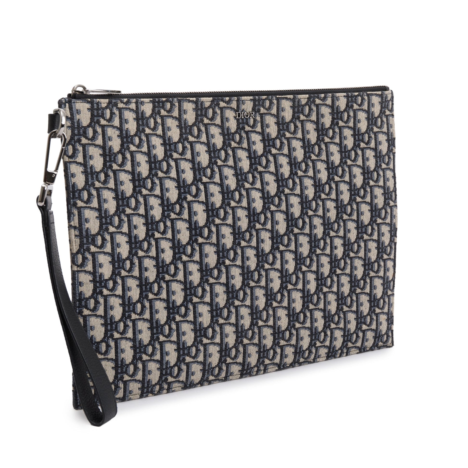 Dior Christian Homme & Oblique Jacquard A Pouch Black Beige Travel Bag
