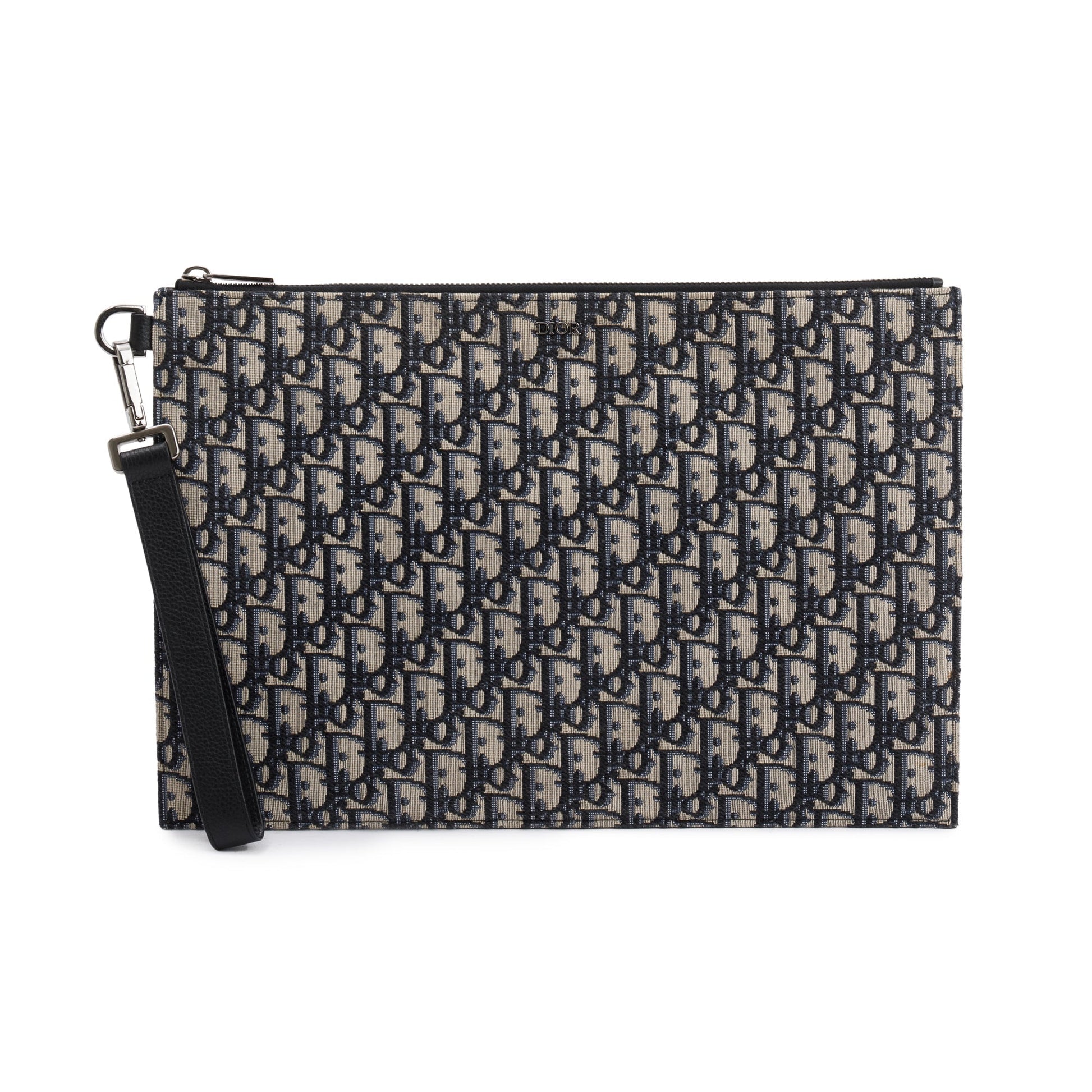 Dior Christian Homme & Oblique Jacquard A Pouch Black Beige Travel Bag