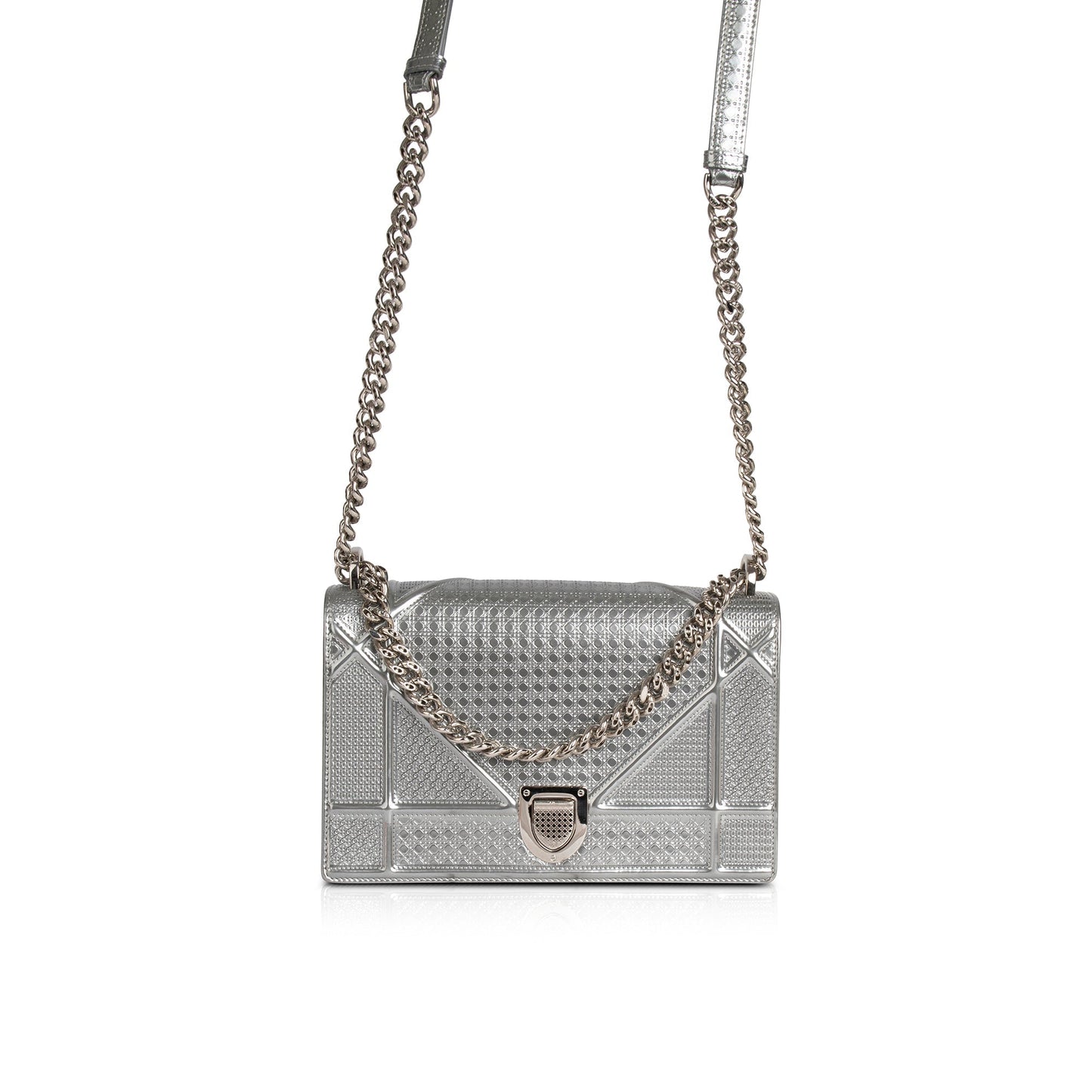 Dior Christian Metallic Microcannage ama Shoulder Bag Large