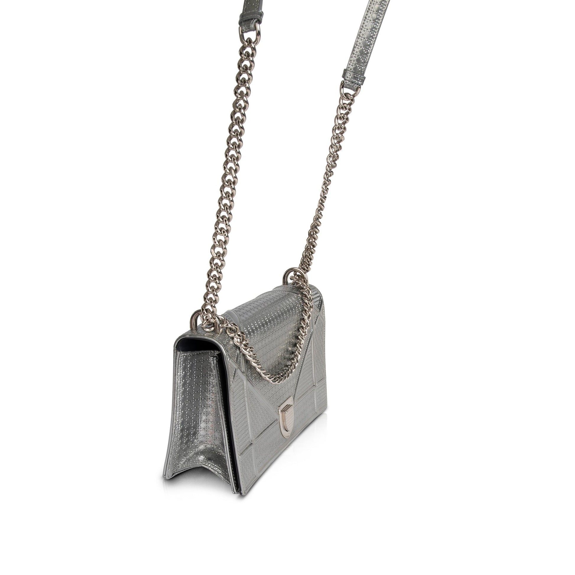 Dior Christian Metallic Microcannage ama Shoulder Bag Large
