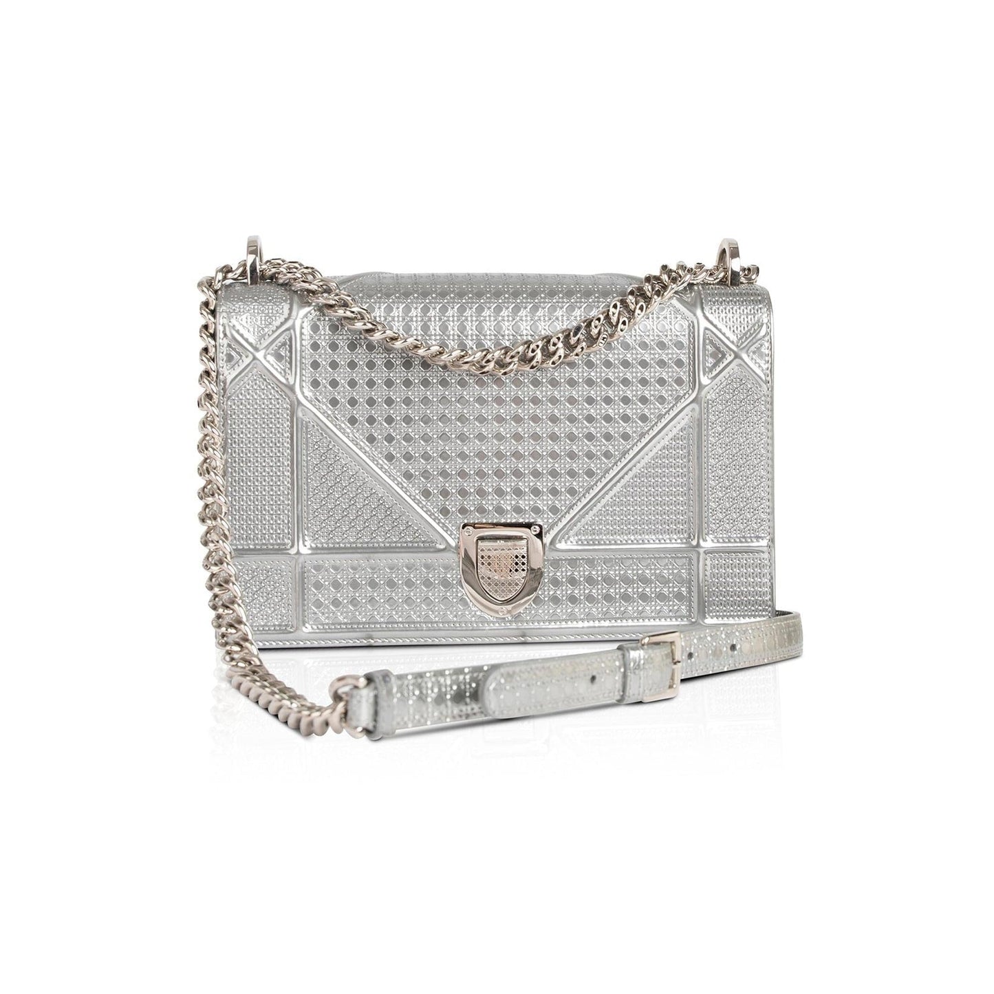 Dior Christian Metallic Microcannage ama Shoulder Bag Large