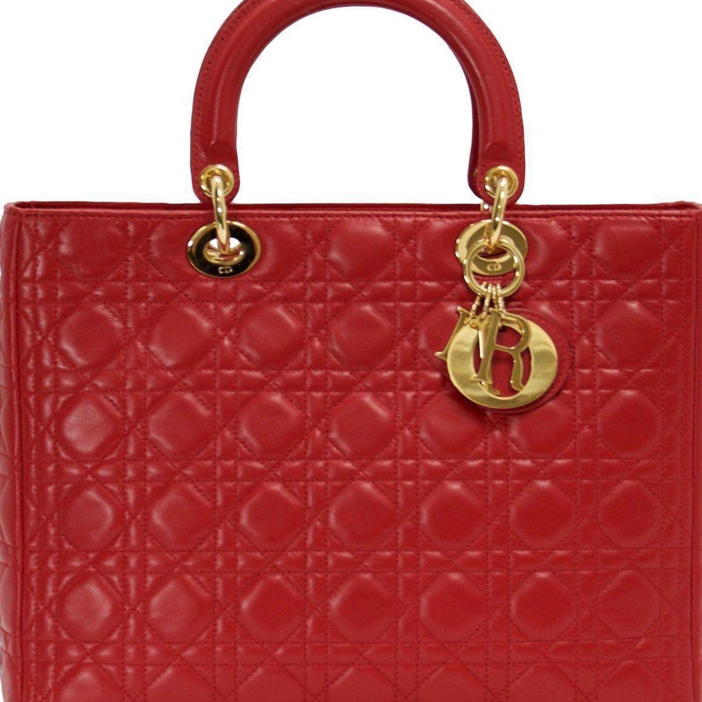 Dior Christian Lady Bag Leather Red Travel Bag