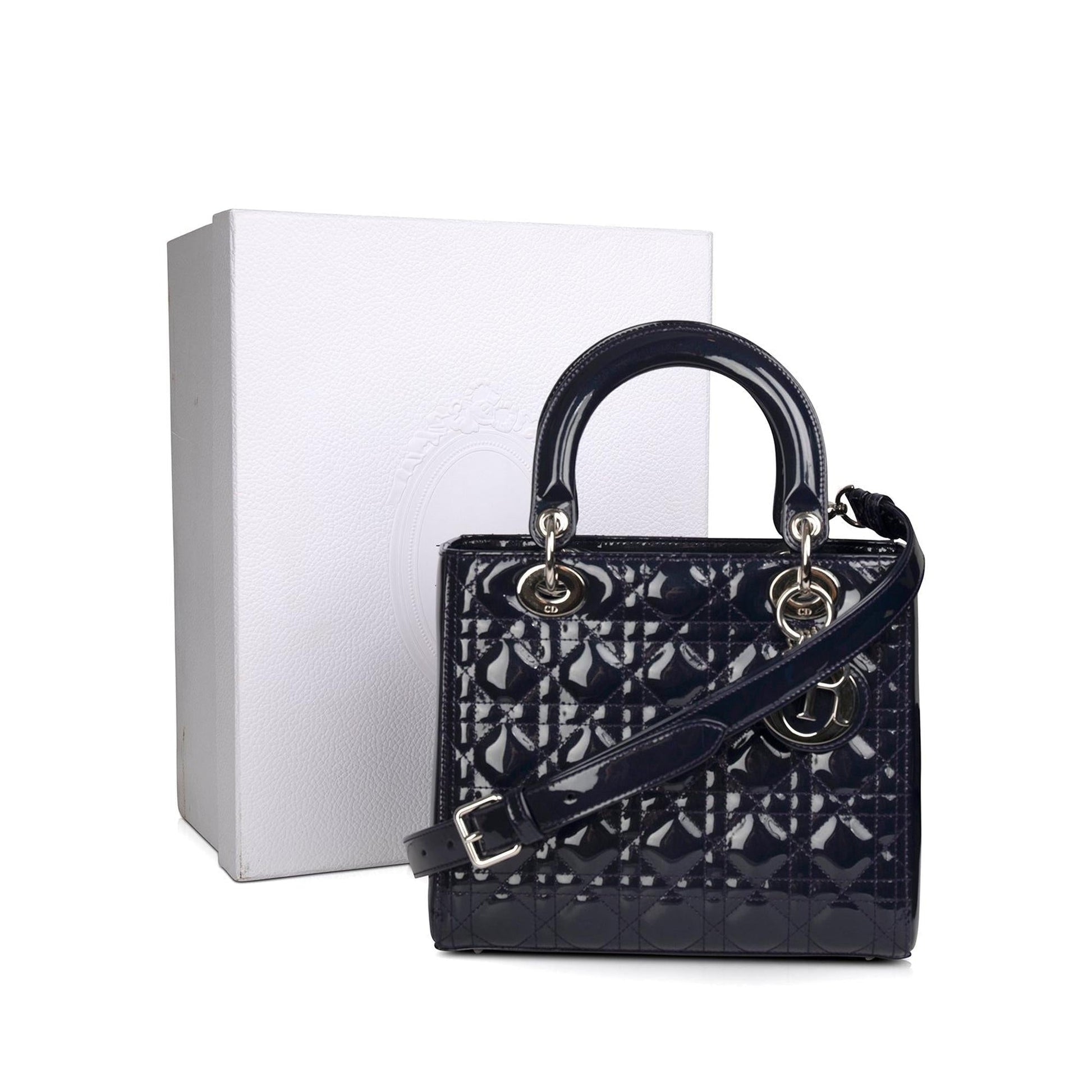 Dior Christian Patent Lady Bag Leather Medium Travel Bag Dior Bag