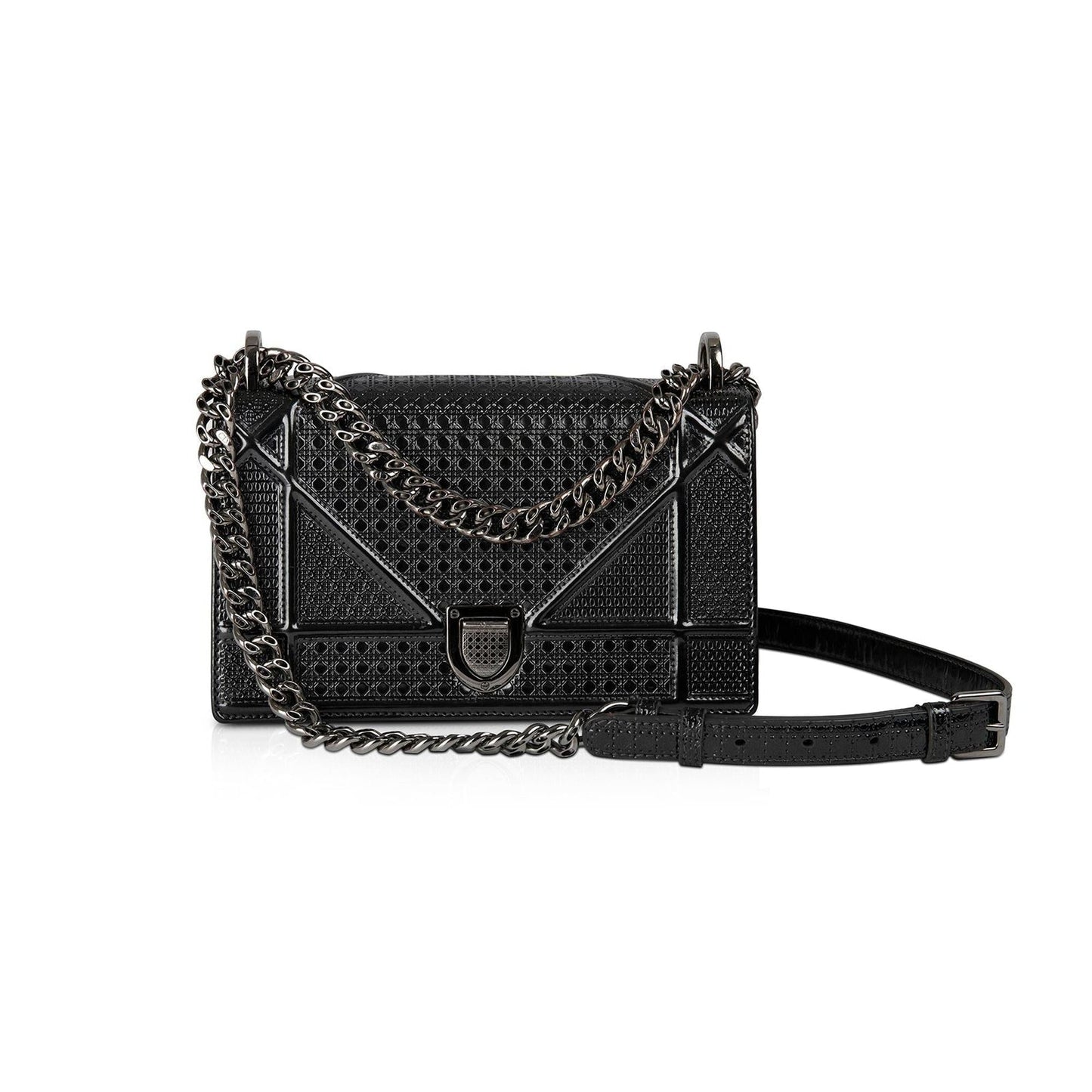 Dior Christian Metallic Microcannage ama Bag Chain Travel Bag